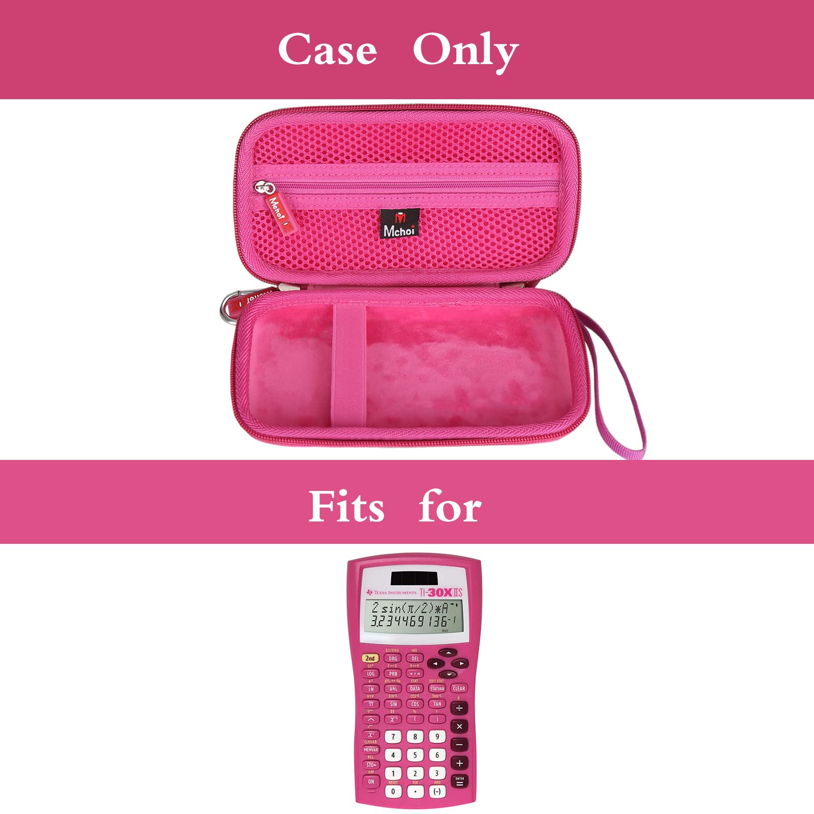 Shockproof Waterproof Pink Protective Case for TI-30XIIS Scientific Calculator - Durable Travel Storage Pouch for School, Office & Engineering Use