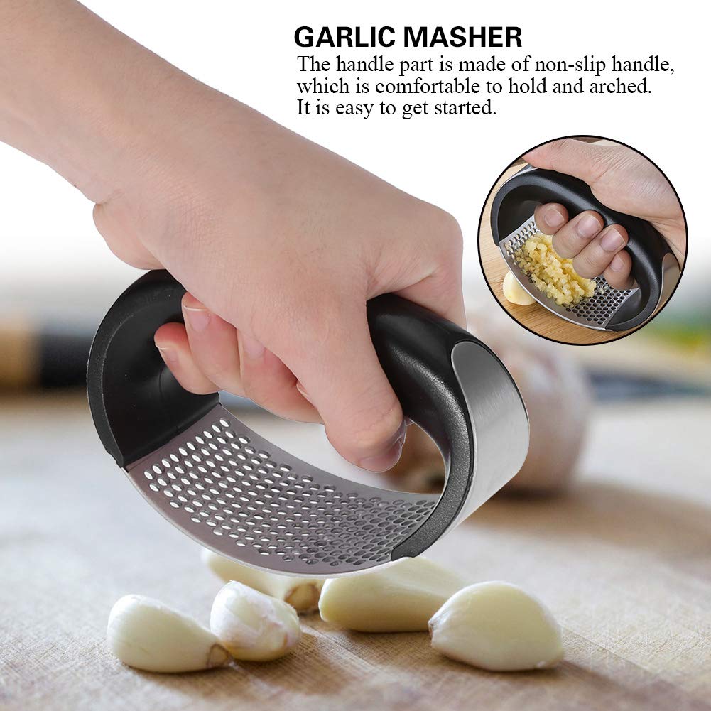 Premium Stainless Steel Garlic Press - Heavy Duty Garlic Crusher, Mincer & Masher with Ergonomic Handle - Professional Kitchen Gadget for Chopping, Squeezing & Smashing Garlic - Perfect for Cooking, Baking & Meal Prep