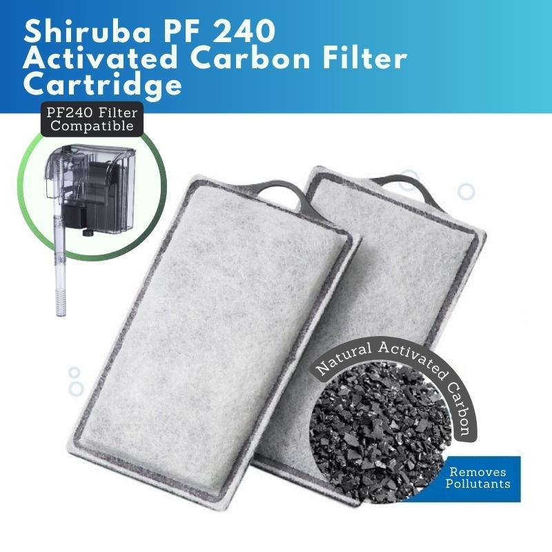 SHIRUBA Activated Carbon Cartridge Replacement (2-Pack) - Compatible with PF Hang On Back Filters | Improves Water Clarity & Removes Odors for Aquariums, Fish Tanks & Ponds