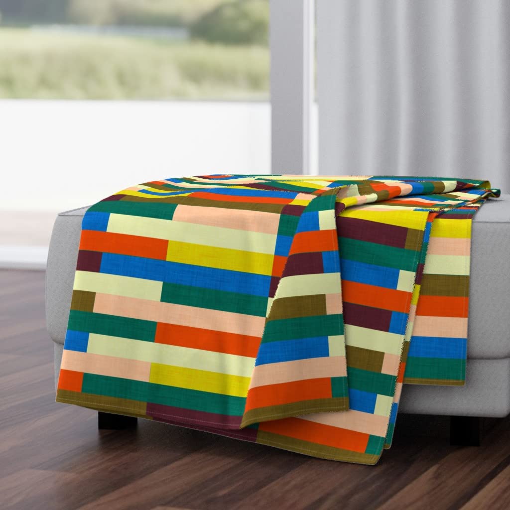 Luxe Velvet Throw Blanket 50x70 Inches - Kilim Autumn Geometric Abstract Design | Mid Century Modern Home Decor | Perfect for Sofa, Bed & Cozy Winter Nights