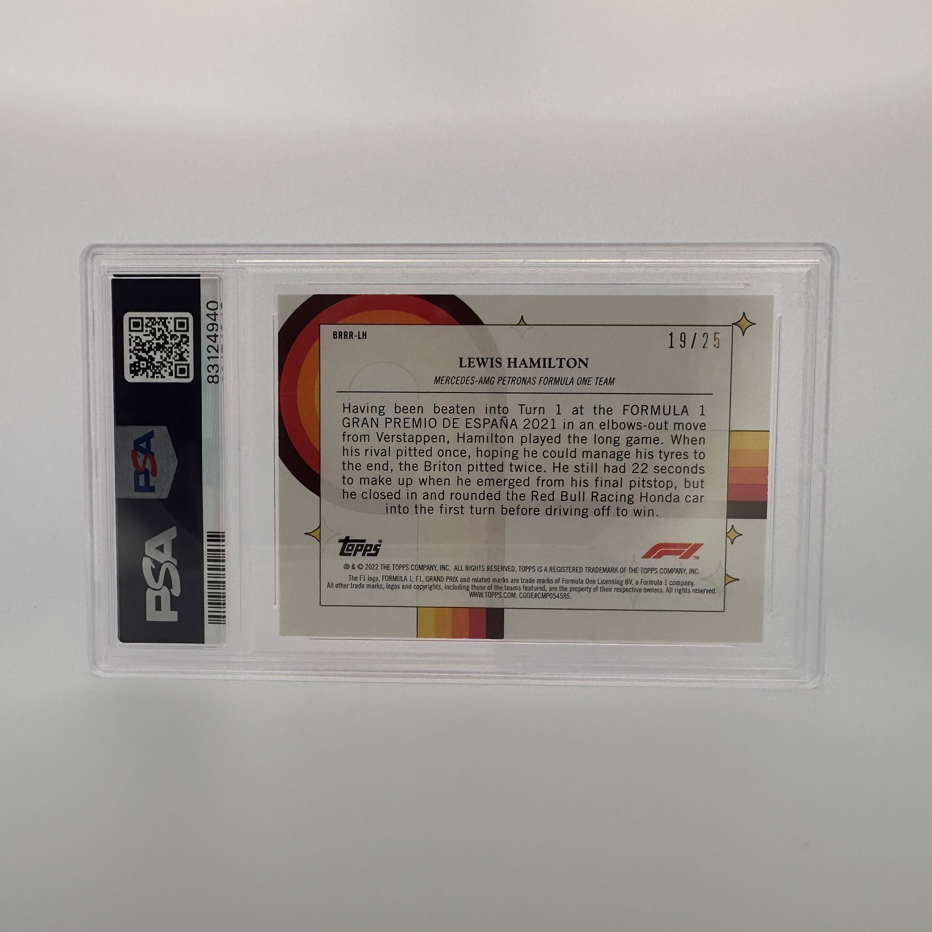 PSA 8 Graded 2019 Lewis Hamilton #BRRRLH Orange Racing Card - Perfect for F1 Collectors & Motorsport Memorabilia Displays