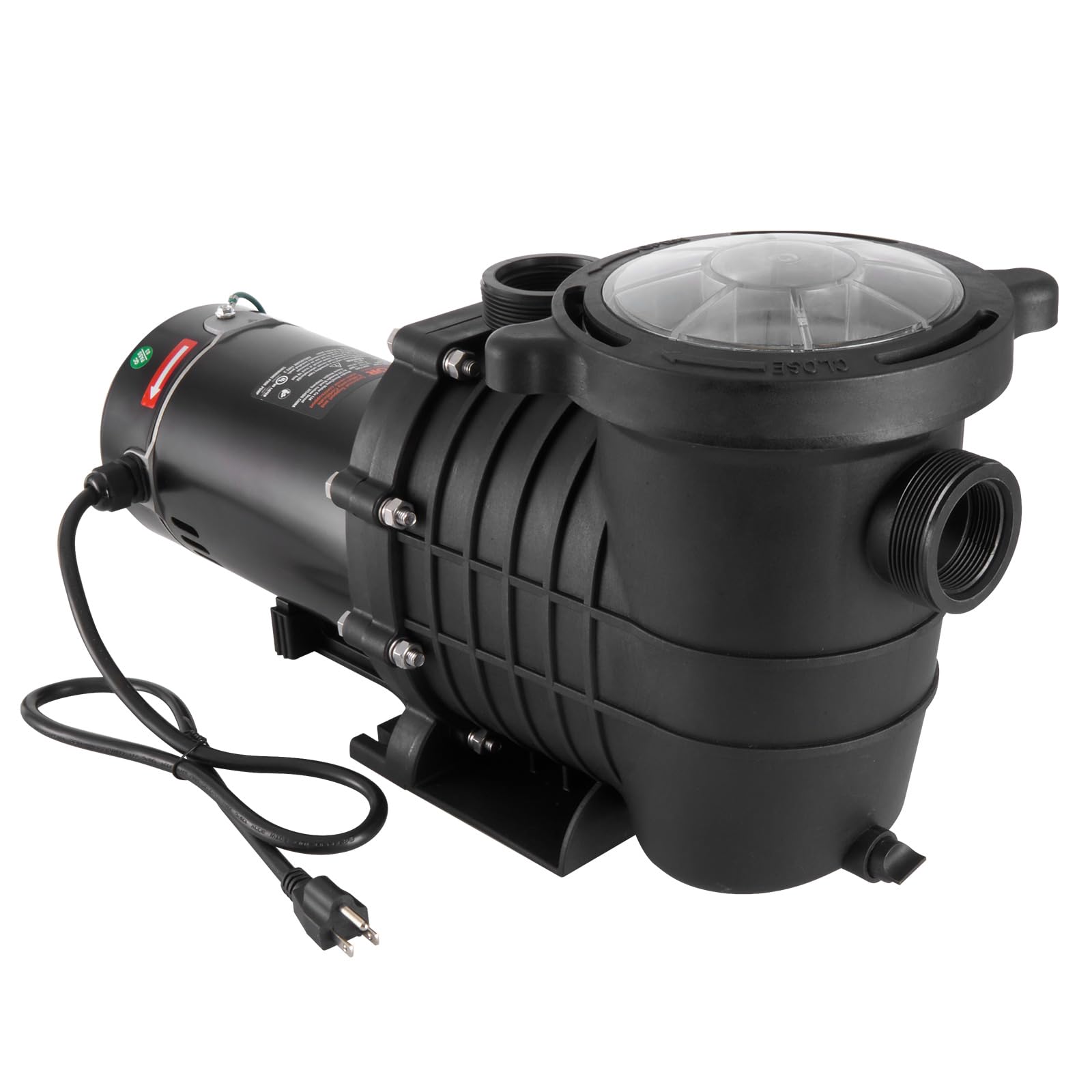 VEVOR 1.5 HP Above Ground Pool Pump - 100 GPM Single Speed Swimming Pool Pump with Filter Basket, 110V/240V 3450 RPM, 50.9 ft Max Head - Perfect for Above Ground Pools, Hot Tubs, Spas and Backyard Water Features