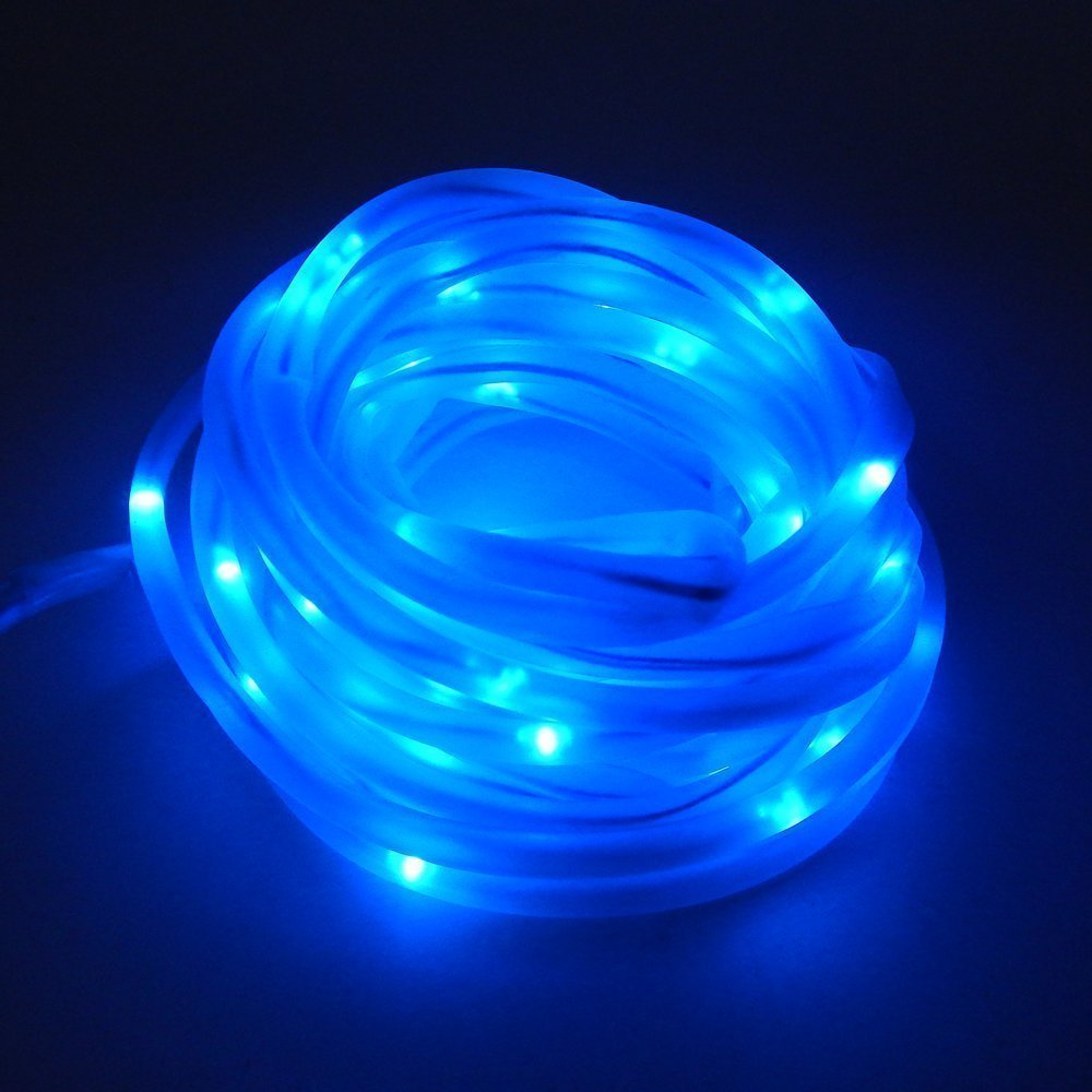 100LED Solar Rope Lights - 39ft/12M Waterproof Outdoor String Lights with Copper Wire for Garden, Yard, Fence, Pathway, Stairs, Patio & Backyard Decor (Blue) - Perfect for Landscape Lighting, Evening Ambiance & Holiday Decorations