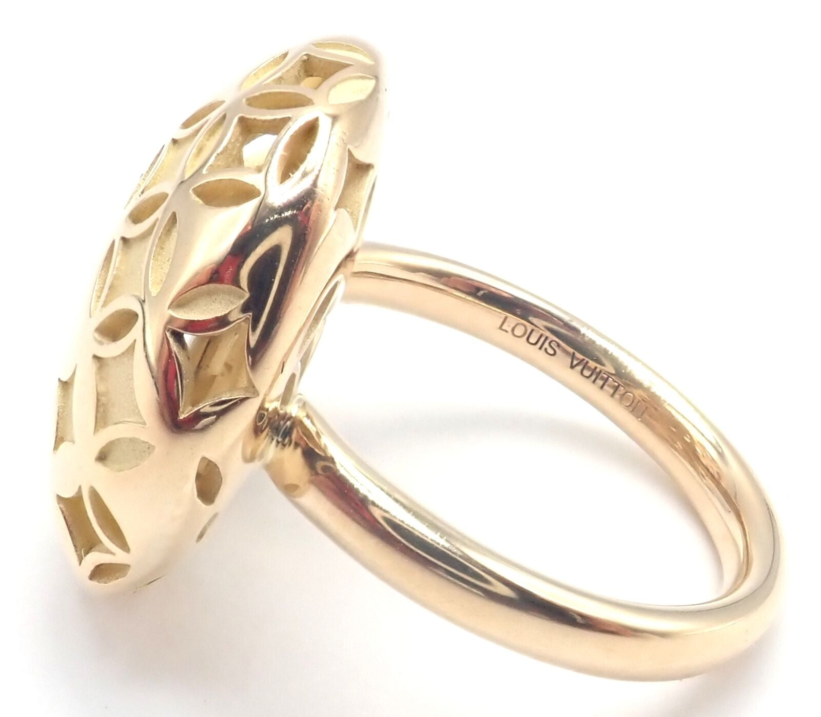 Authentic Louis Vuitton Monogram 18k Yellow Gold Large Ring - Luxury Fashion Jewelry for Women, Perfect for Parties, Weddings & Special Occasions