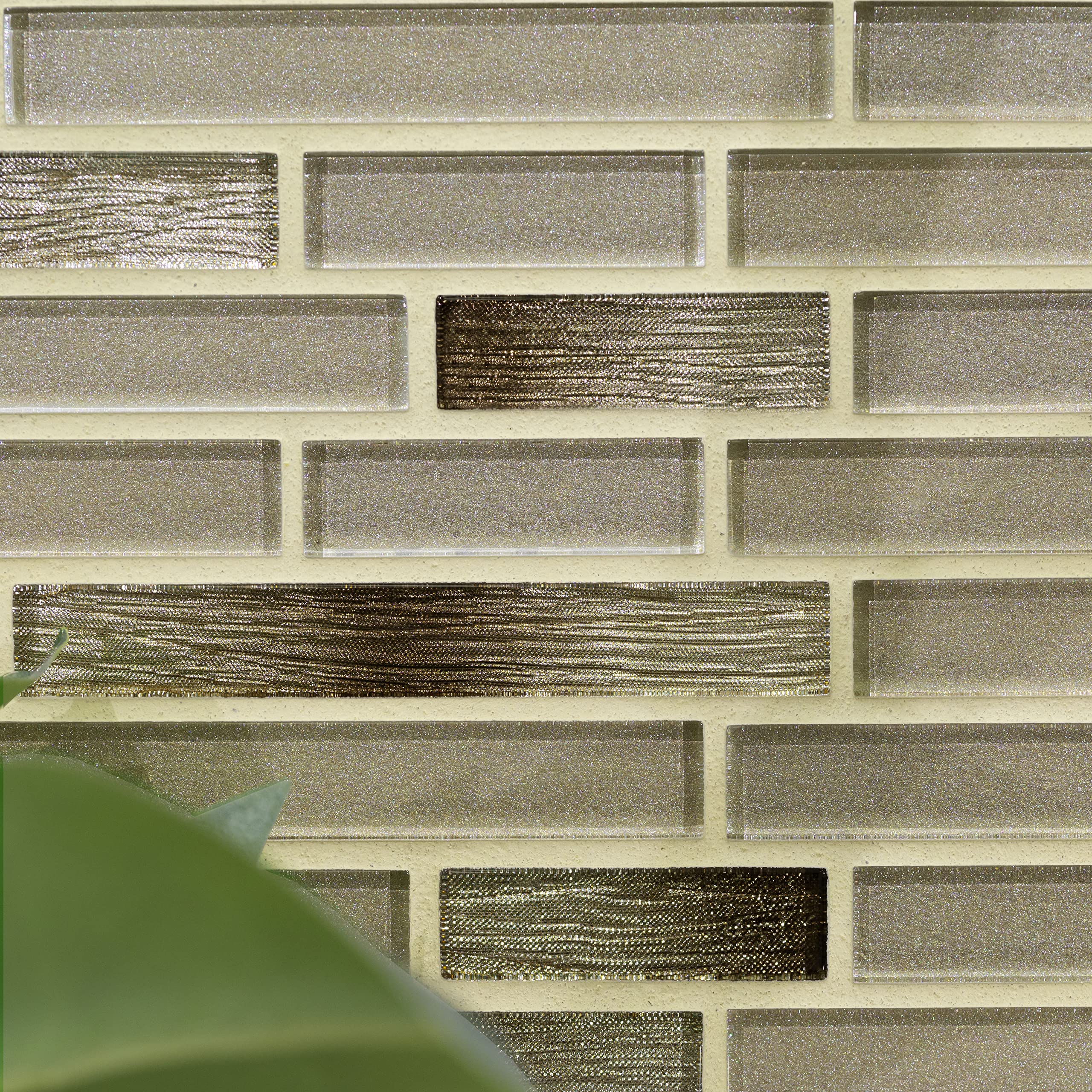MSI Champagne Blend 12x11.75 Inch Interlocking Glass Mosaic Tile - Mesh Mounted Backsplash for Kitchen, Bathroom & Shower Walls (Brown) - Perfect for Modern Home Renovations & Commercial Spaces