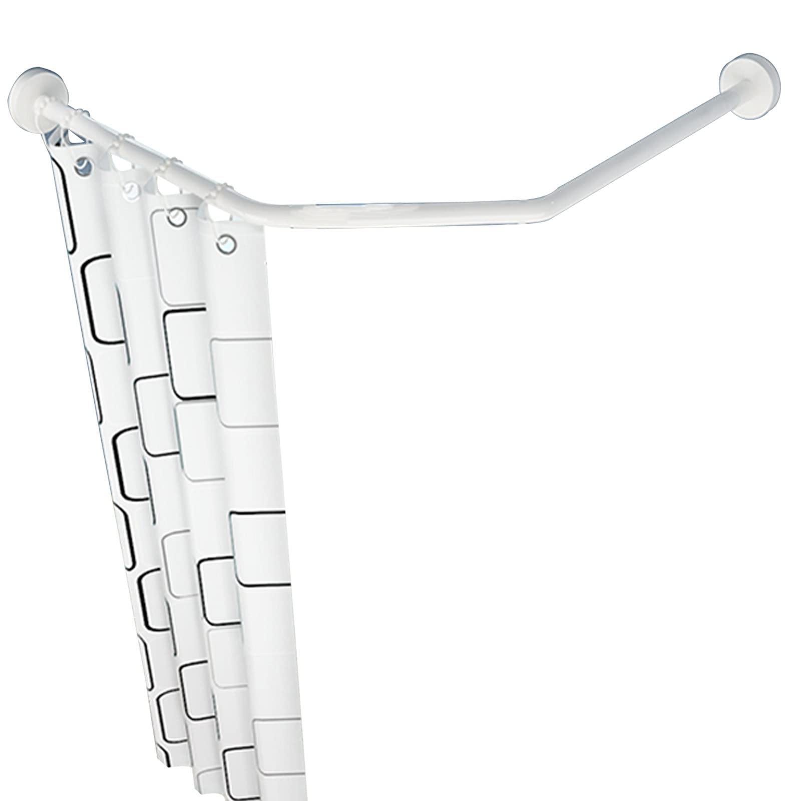 Adjustable Curved Shower Curtain Rod - 304 Stainless Steel Diamond Shaped Bathroom Bathtub Corner Rod - No Drill Punch-Free Installation for Bathroom & Fitting Room - Perfect for Small Spaces & Corner Showers