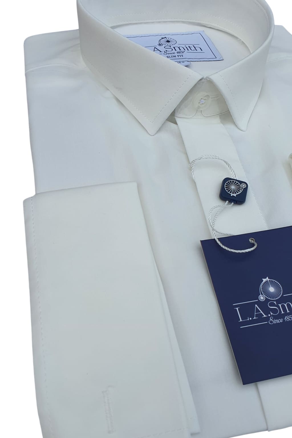 LA Smith Men's Ivory Slim Fit Dress Shirt - Formal Office Wear & Business Casual Attire for Professional Men