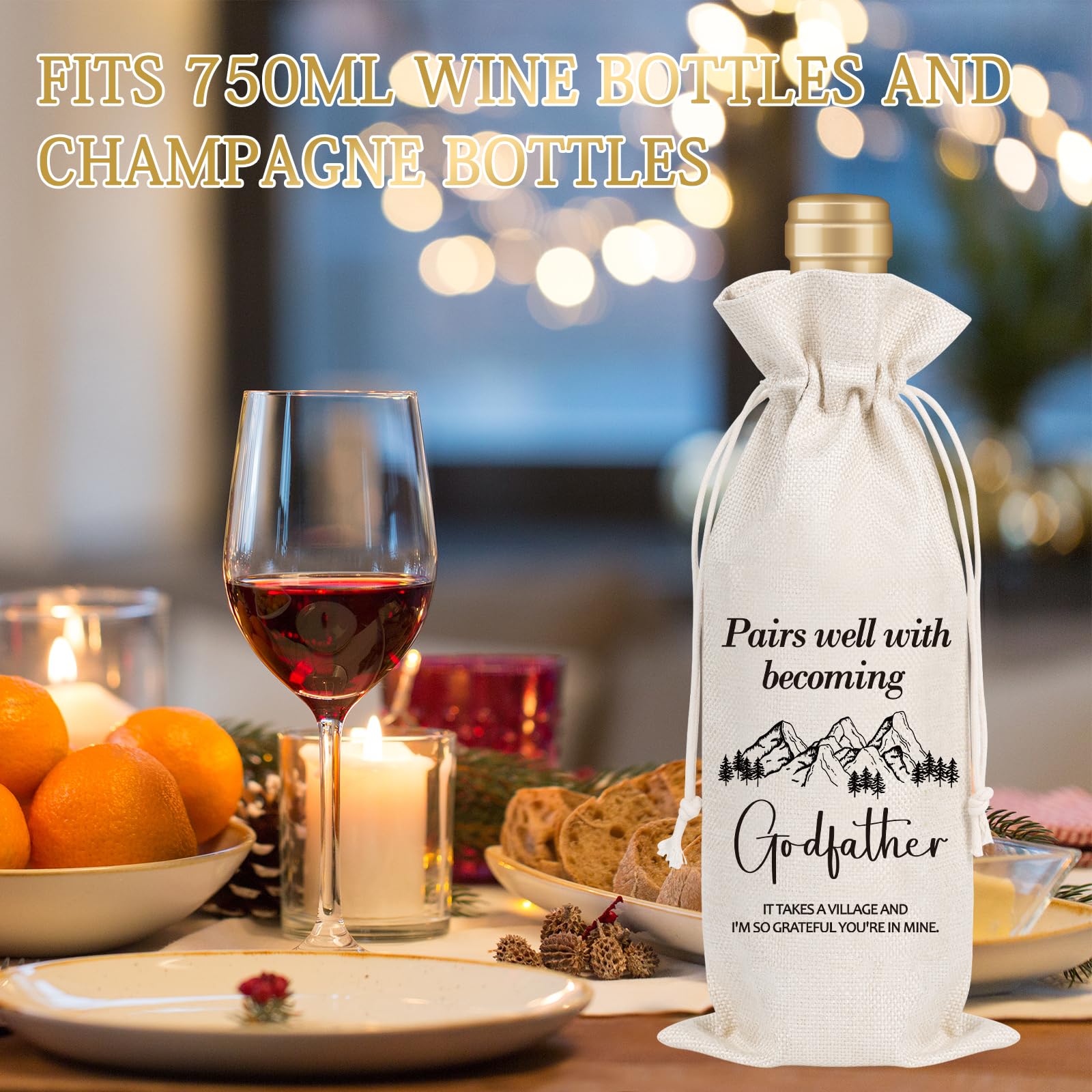 Premium Godfather Proposal Wine Gift Set - Elegant Wine Bag for Men, Perfect Pairing for Becoming a Godfather - Ideal Christening, Baby Shower & Baptism Gift for Godparents, Uncles & Aunts - Thoughtful Present for Special Occasions & Celebrations