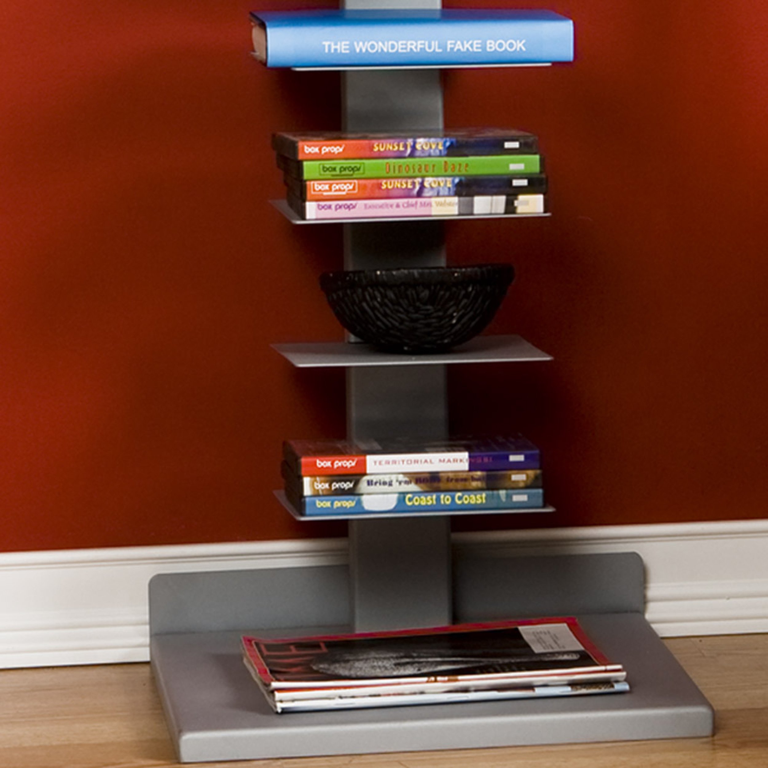 SEI Furniture 11-Shelf Metal Bookcase Tower, Silver - Modern Bookshelf for Home Office, Living Room & Library Storage
