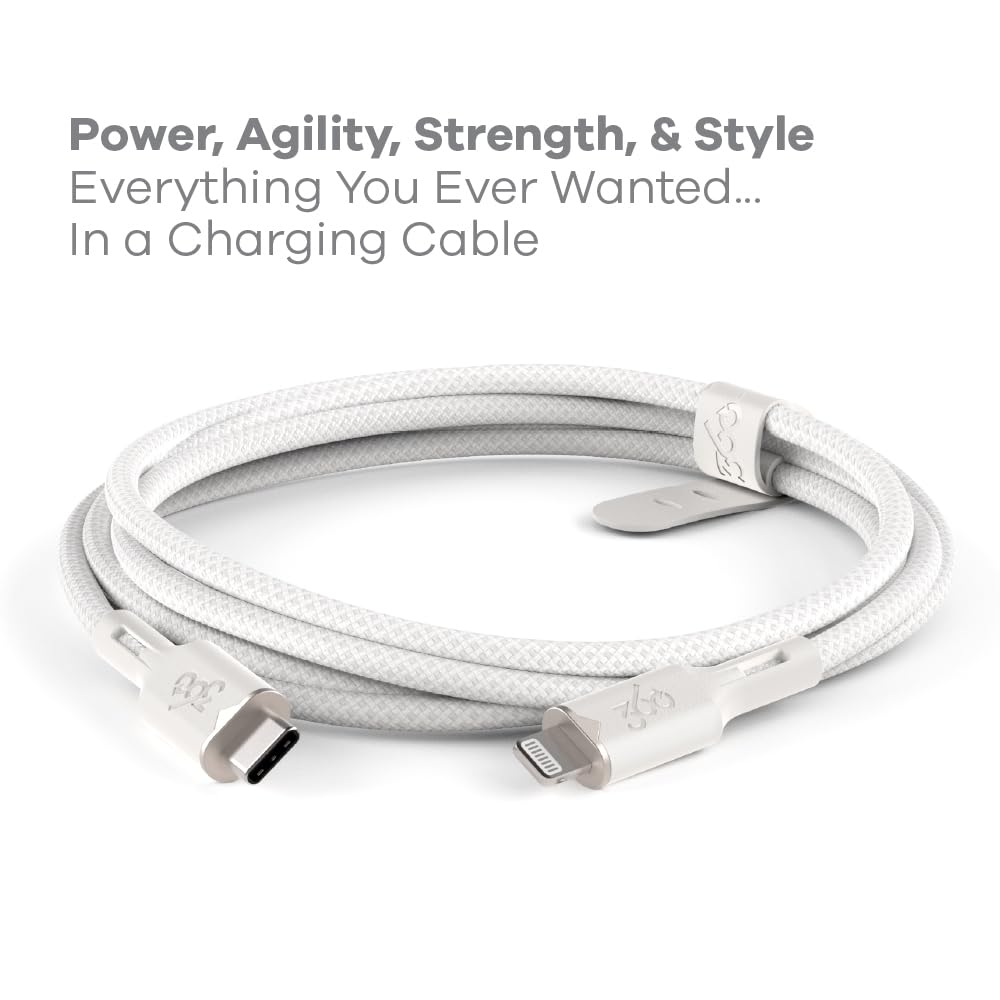 360 Electrical Fluid USB-C to Lightning Charger Cable 5ft - MFi Certified Fast Charging Cord for iPhone 14/13/12/11/X/8, iPad - Durable & Flexible for Home, Office, Car & Travel (Powder)