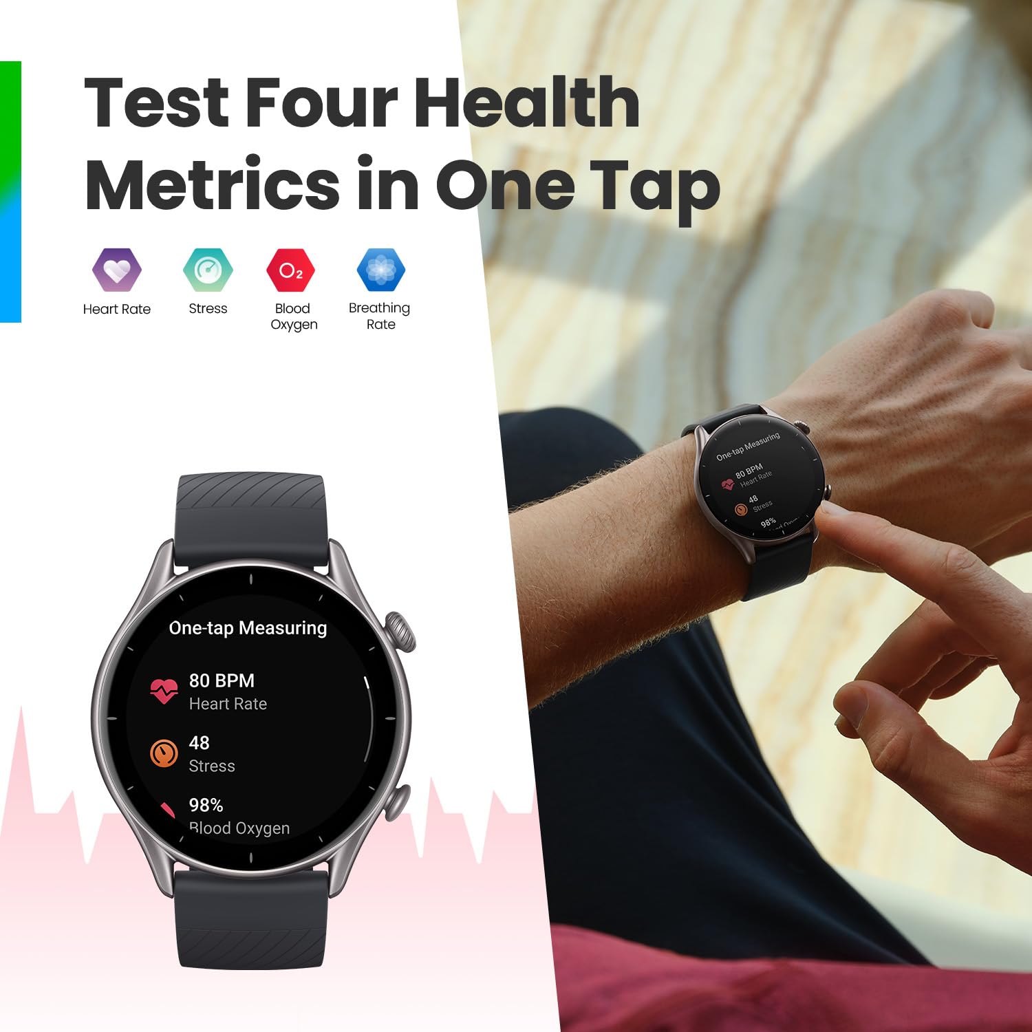Amazfit GTR 3 Smart Watch 46mm for Android & iPhone - 21-Day Battery Life, Built-in Alexa, GPS Fitness Tracker with 150+ Sports Modes, AMOLED Display, Heart Rate & Sleep Monitor - Black | Perfect for Workouts, Running, Swimming & Daily Activity Tracking