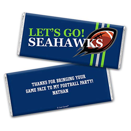Personalized Seattle Seahawks Football Party Hershey's Chocolate Bars - 24 Pack Bulk Candy for Game Day, Tailgating & Birthday Celebrations