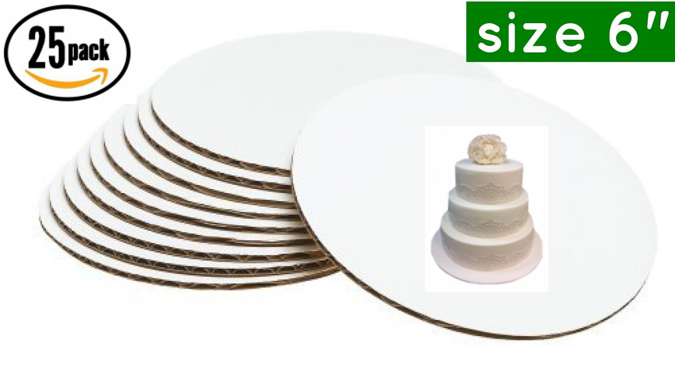6-Inch White Round Cake Circles - 25-Pack | Sturdy Cardboard Cake Boards for Baking, Decorating & Serving | Perfect for Birthday, Wedding & Party Cakes