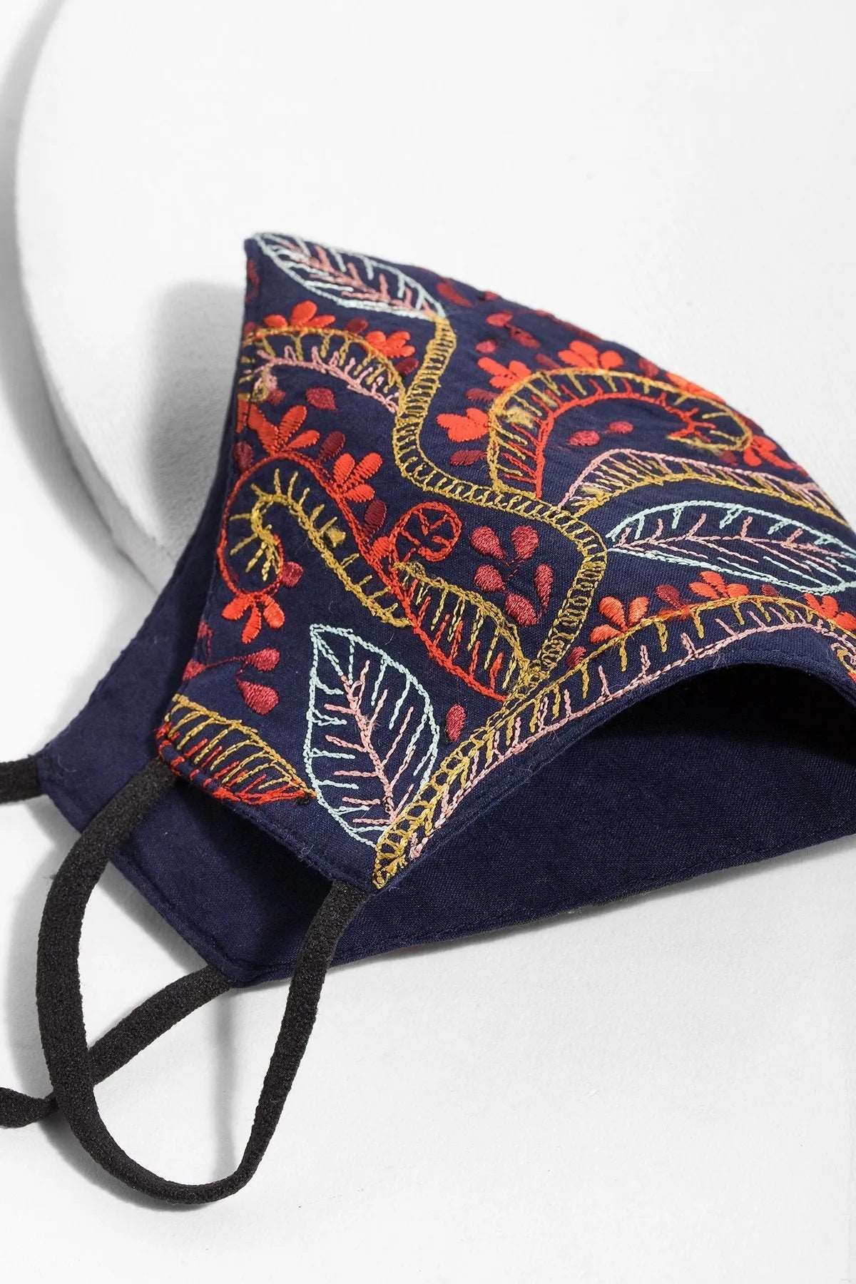 Autumn Embroidered Face Mask - Floral Design Cotton Fabric for Women & Men - Breathable Reusable Fashion Mask for Fall Season - Perfect for Outdoor Activities, Travel, and Daily Protection
