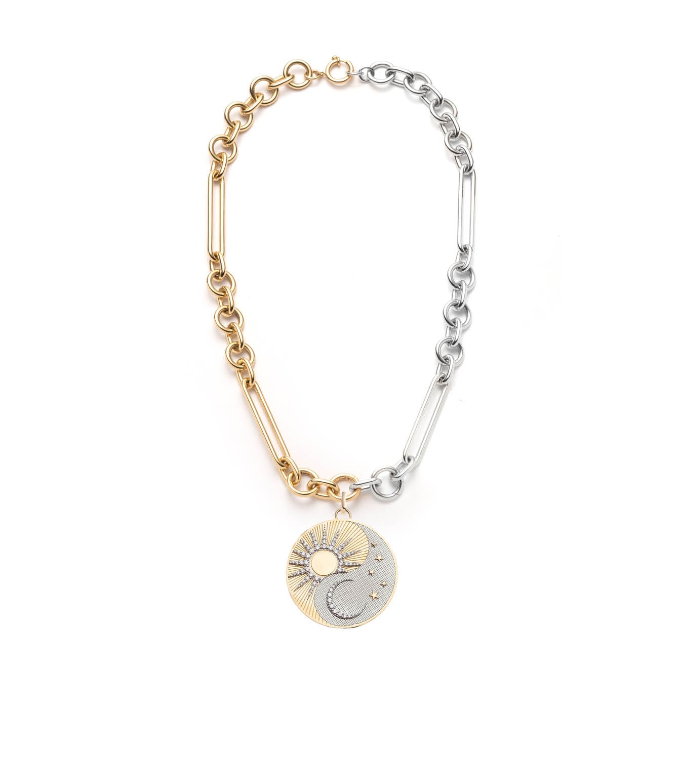 Oversized Mixed Clip Chain Necklace in Gold Tone - Trendy Layered Statement Jewelry for Women, Perfect for Parties, Dates, and Everyday Wear