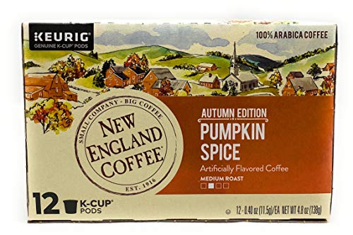 New England Coffee Pumpkin Spice K-Cups, 12 Count - Fall Flavored Coffee Pods for Keurig Brewers - Perfect for Autumn Mornings & Holiday Gatherings