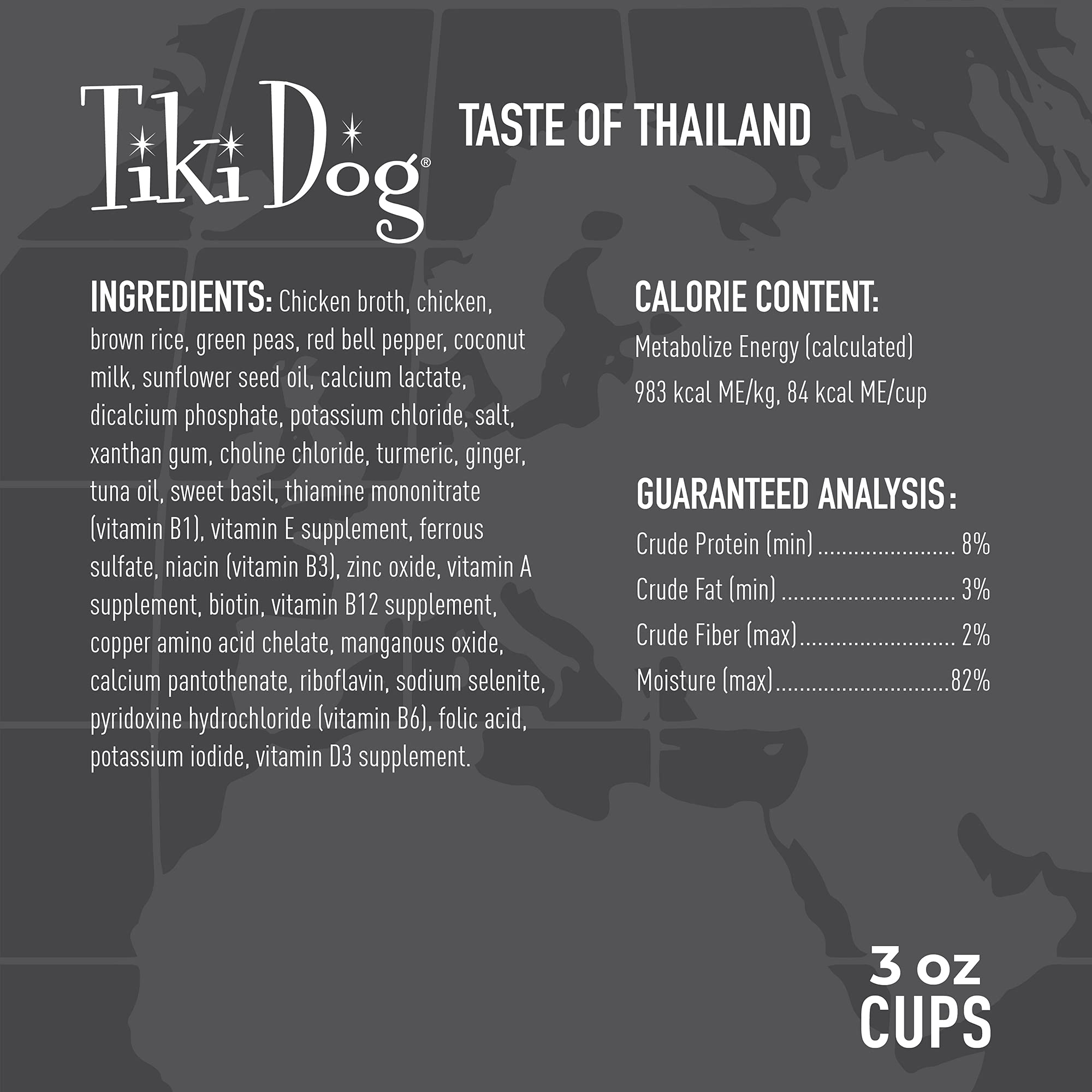 Tiki Dog Taste of The World - Premium Whole Foods Wet Dog Food - Thailand Chicken Curry Flavor - 3 oz Cup - Perfect for Small Breeds & Picky Eaters
