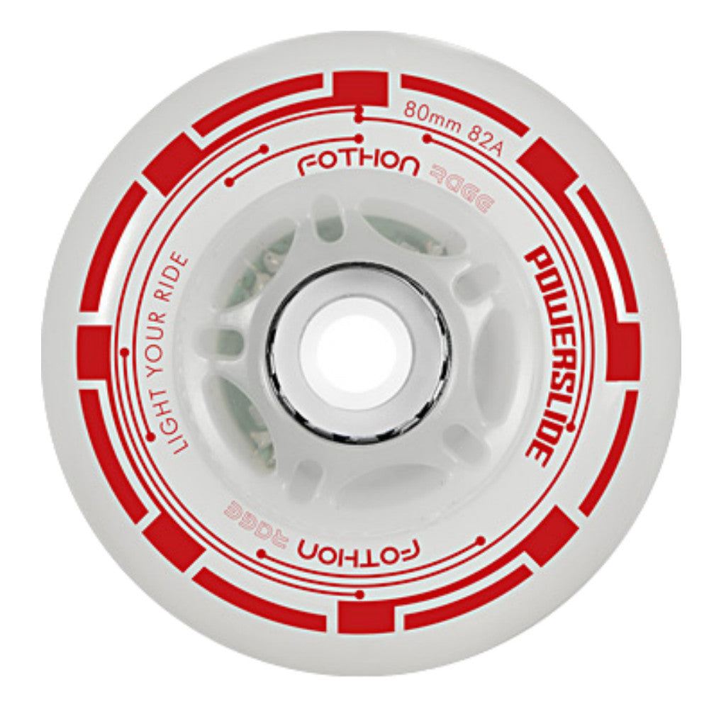 Powerslide Fothon LED 72mm Light Up Inline Skate Wheels - 4 Pack Set for Night Skating, Roller Derby & Outdoor Rollerblading Adventures