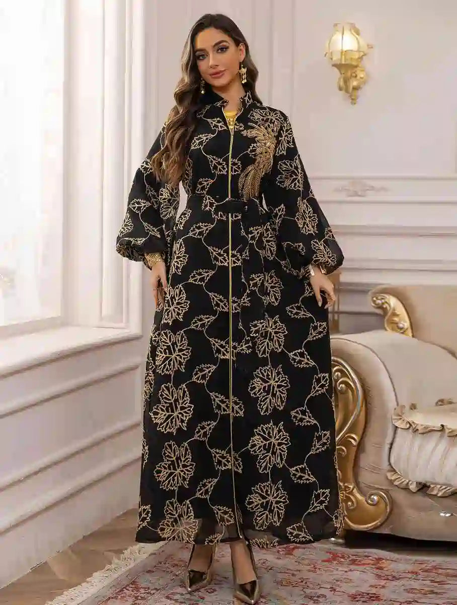 Elegant Eid Sequins Burn Out Doris Caftan Kaftan Dress for Women - Perfect for Holiday Parties, Weddings & Special Occasions #25087