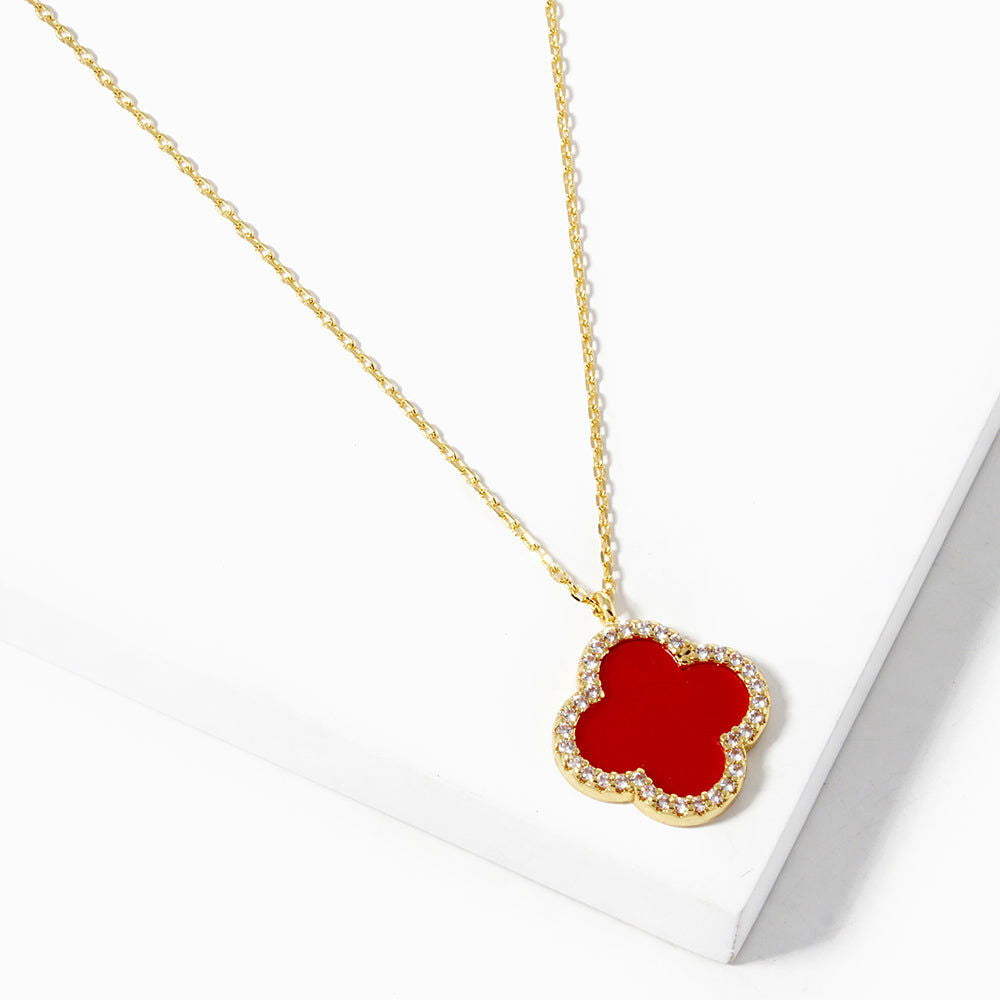 Elegant Red Gold Dipped Quatrefoil Pendant Necklace for Women - Perfect for Valentine's Day Gifts, Anniversary Presents & Special Occasions