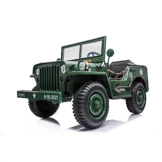 24V XXL Military Jeep Ride-On Toy for Kids - Green Electric Car with Remote Control - Perfect for Outdoor Play, Backyard Adventures & Off-Road Fun