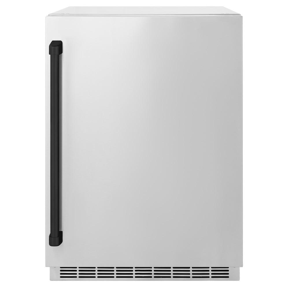 ZLINE Autograph Edition 24 Inch Stainless Steel Beverage Cooler - Touchstone 151 Can Mini Fridge with Matte Black Handle | Perfect for Home Bar, Office, or Man Cave | RBSOZ ST 24 MB