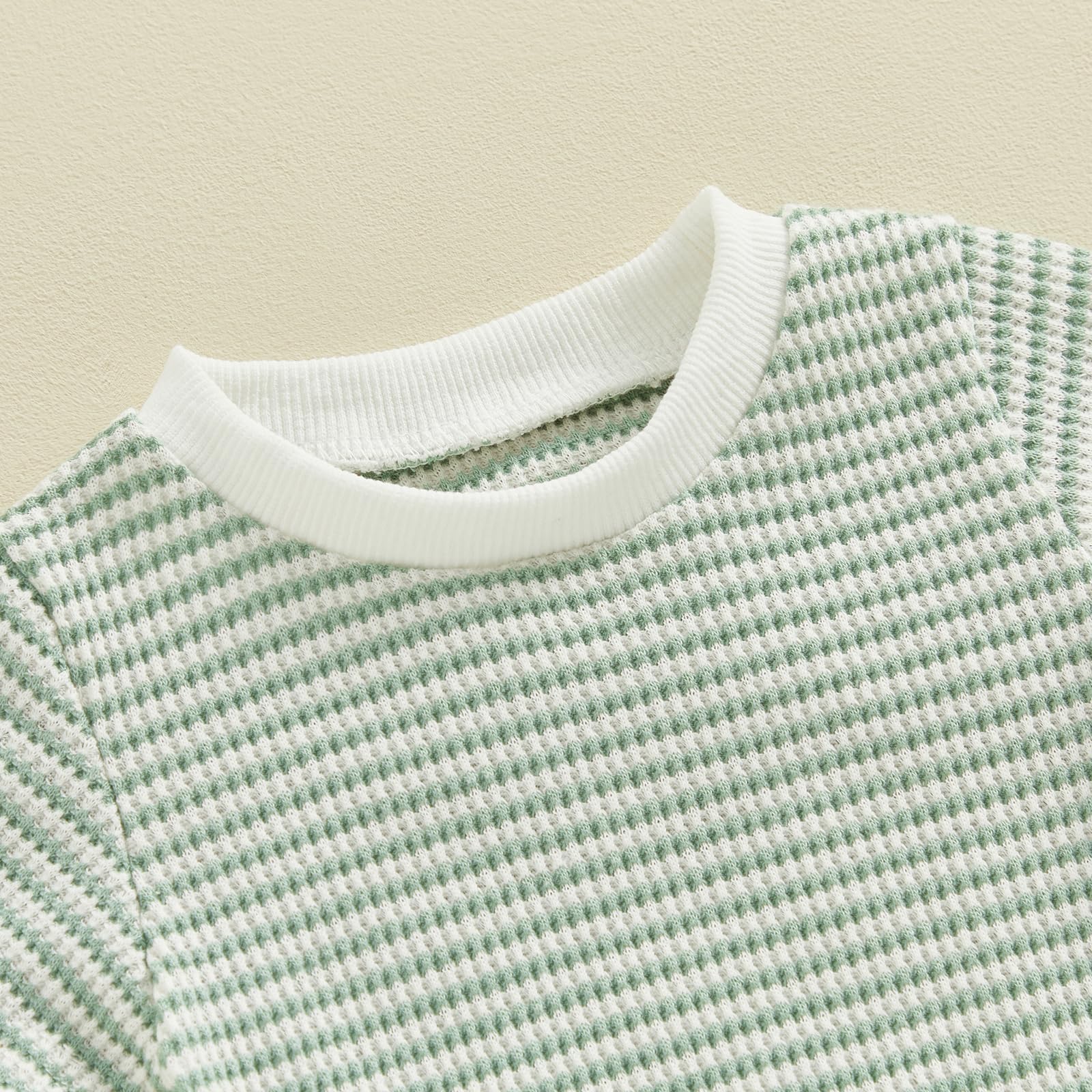 Baby Waffle Romper Short Sleeve Bodysuit - Striped & Solid Crewneck Bubble Outfit for Newborn Boys & Girls | Perfect for Summer Playdates & Photo Shoots