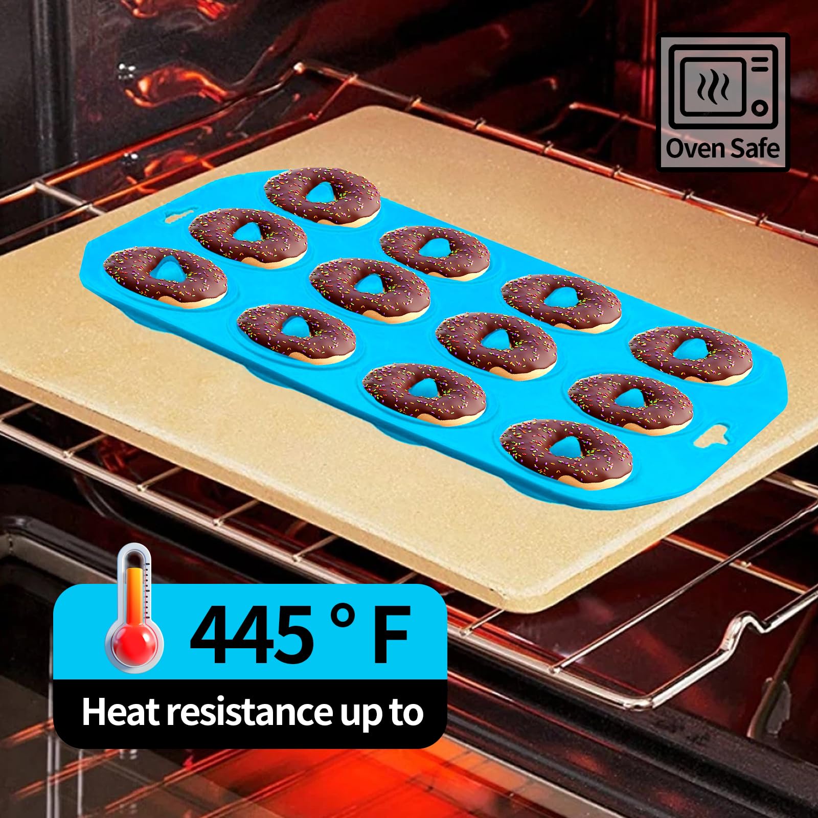 Non-Stick Silicone Donut Pan - Bite Size Mini Donut Molds for Baking, Heat Resistant & Easy Clean - Perfect for Homemade Donuts, Cupcakes & Party Treats - Ideal for Birthday Parties, Brunch & Family Baking Fun