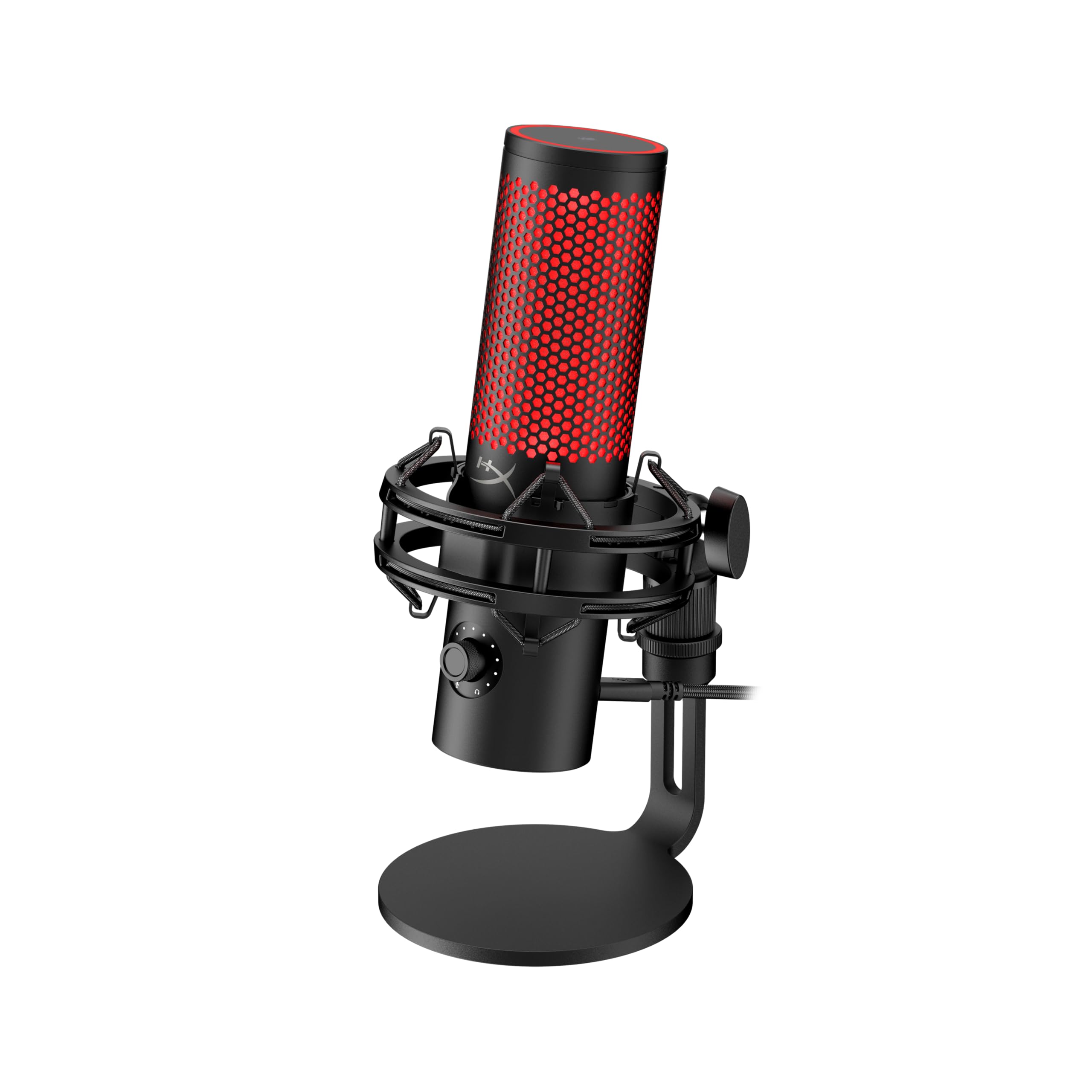 HyperX QuadCast 2 USB Microphone - Professional Gaming, Streaming & Podcast Mic with On-Board Controls, LED Lighting, Shock Mount for PC, Mac, PS5, PS4 (USB-C, Black) - Perfect for Twitch, YouTube & Discord Voice Chat