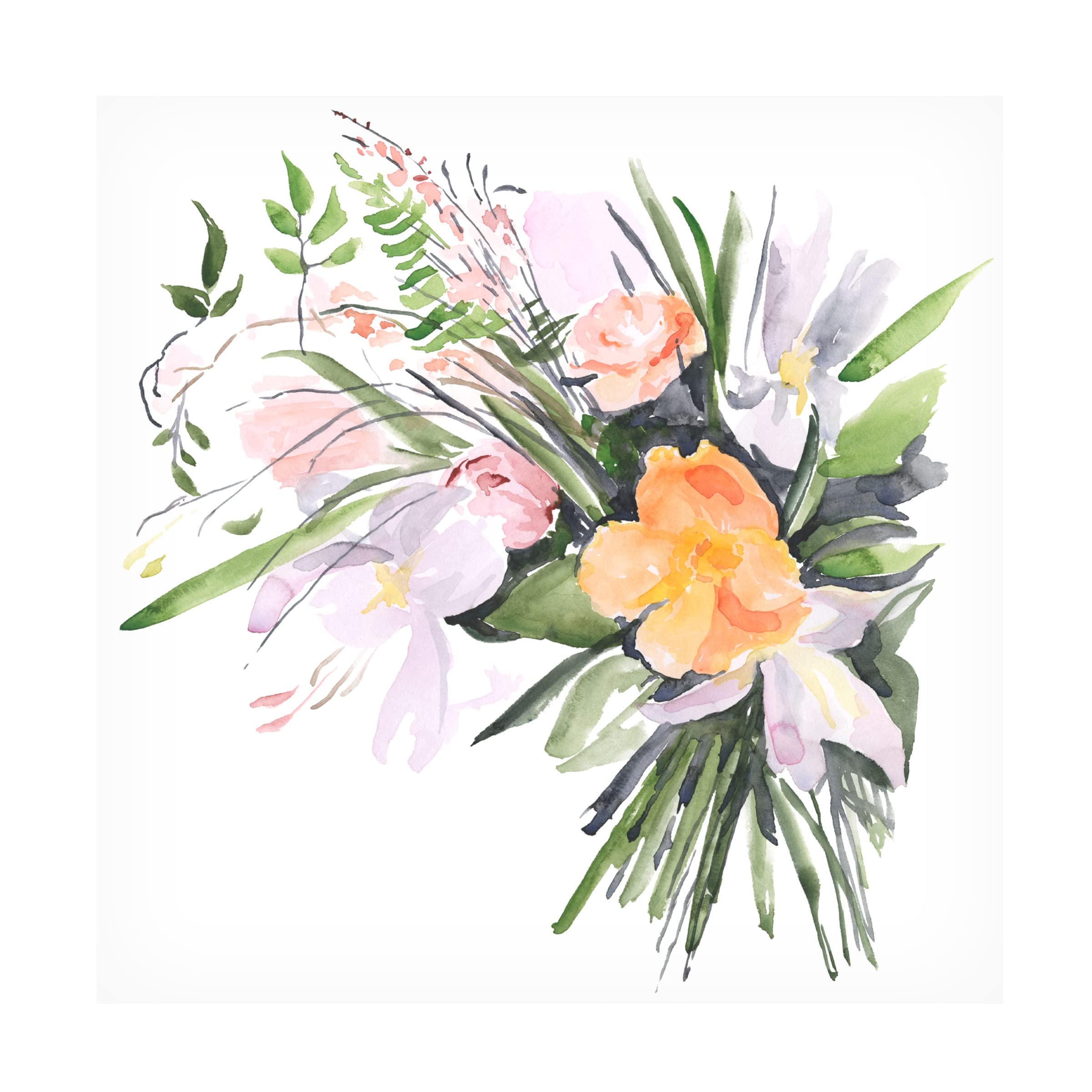 Jennifer Paxton Parker 'Ferns & Tulips II' Floral Canvas Wall Art Print - Botanical Home Decor for Living Room, Bedroom & Office