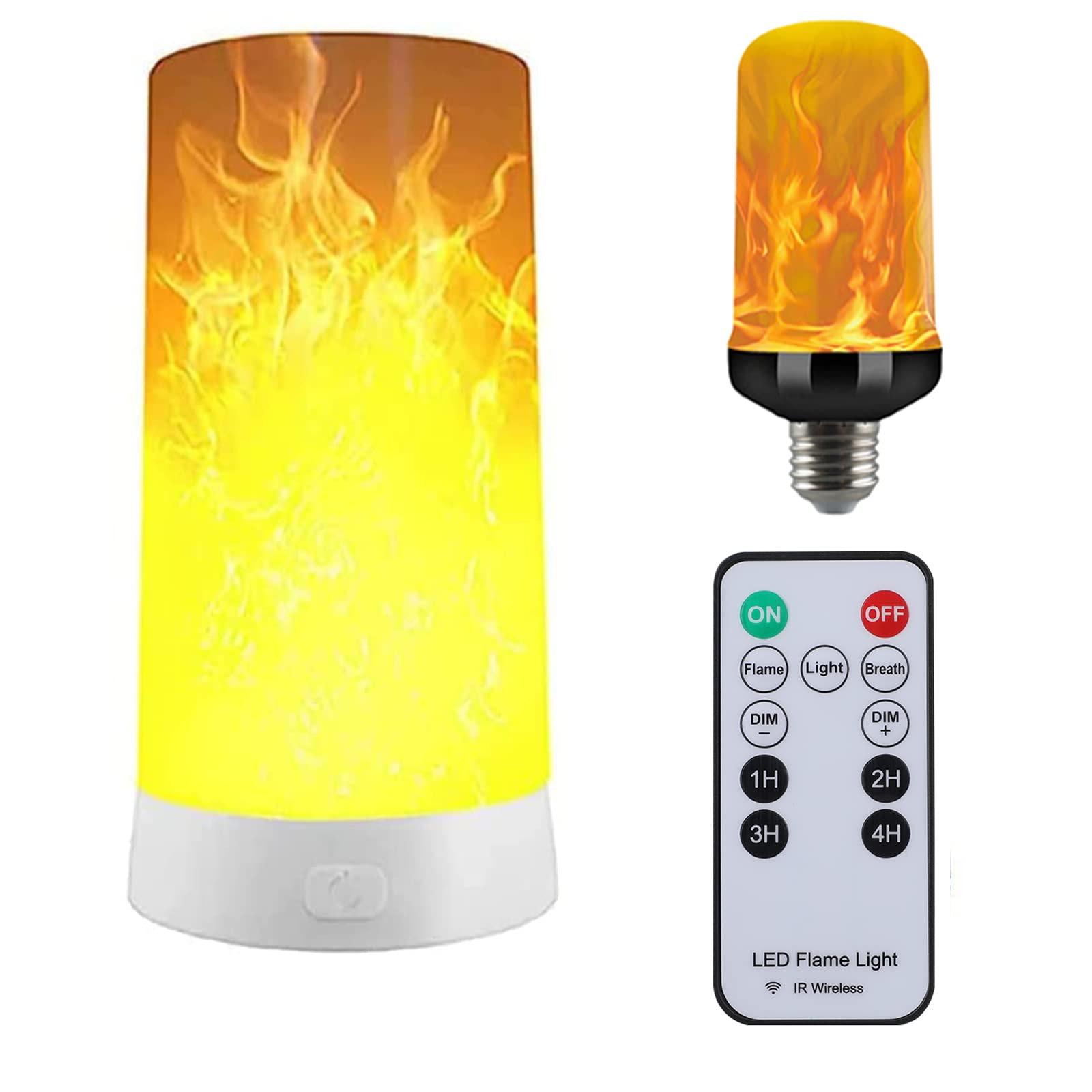 Rechargeable LED Flame Light - 4 Modes Fire Lantern with Remote Control, USB Powered Flameless Candles for Outdoor/Indoor Use - Perfect for Home Decor, Bar, Party & Christmas Lighting (Warm White)