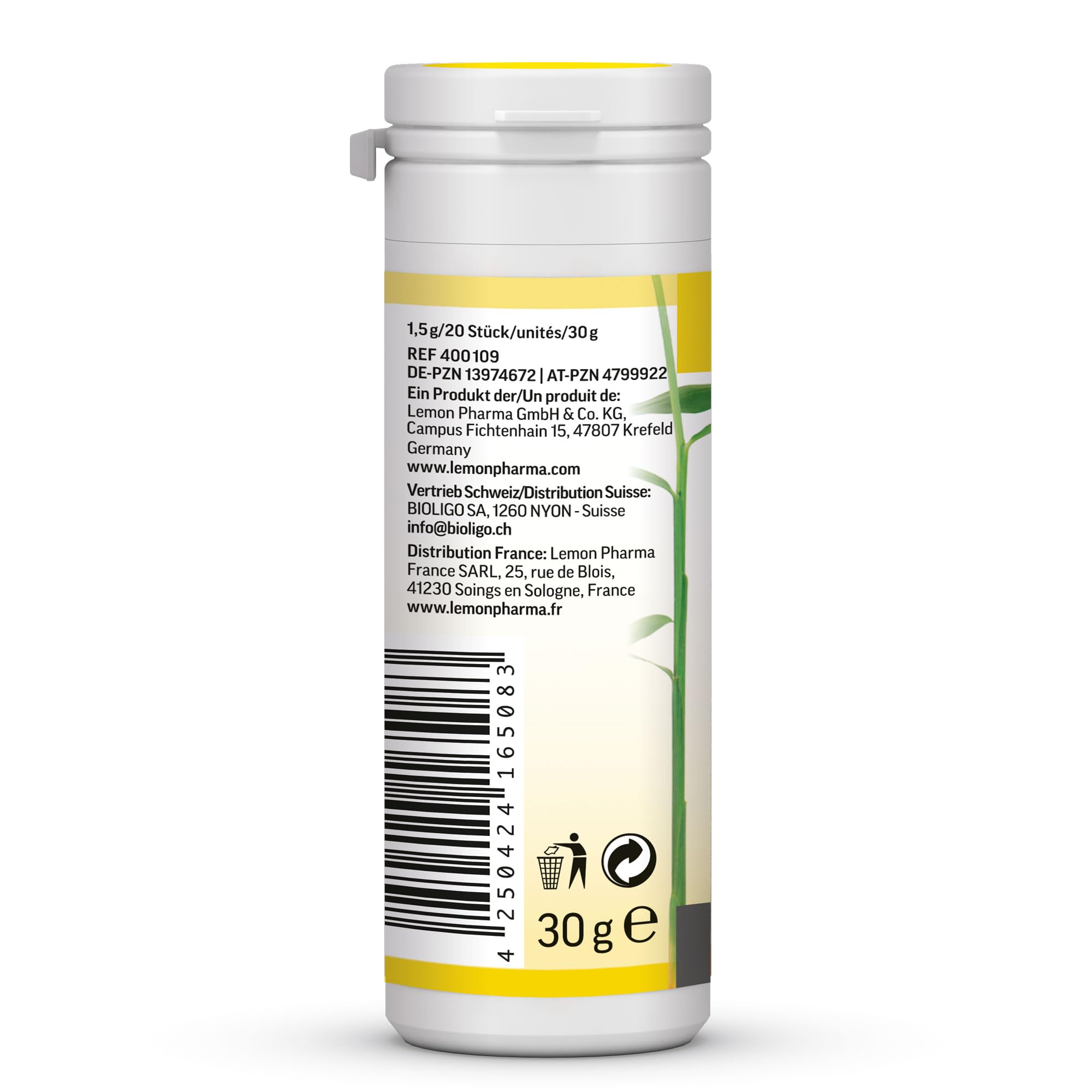 Ginjer® Lemon Xylitol Ginger Chewing Gum - Sugar Free, Aspartame Free, Gluten Free - Naturally Sweetened with Stevia & Xylitol - 30g Box (20 Pieces) - Freshen Breath & Aid Digestion - Perfect for Travel, Office & After Meals