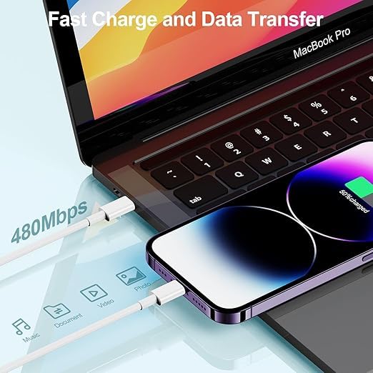 Heboen 2-Pack 1M USB C to Lightning Cable [MFi Certified] - Fast Charging iPhone Charger Cable for iPhone 14/13/12/11/XS/8/7/6 & iPad - Perfect for Home, Office & Travel Charging