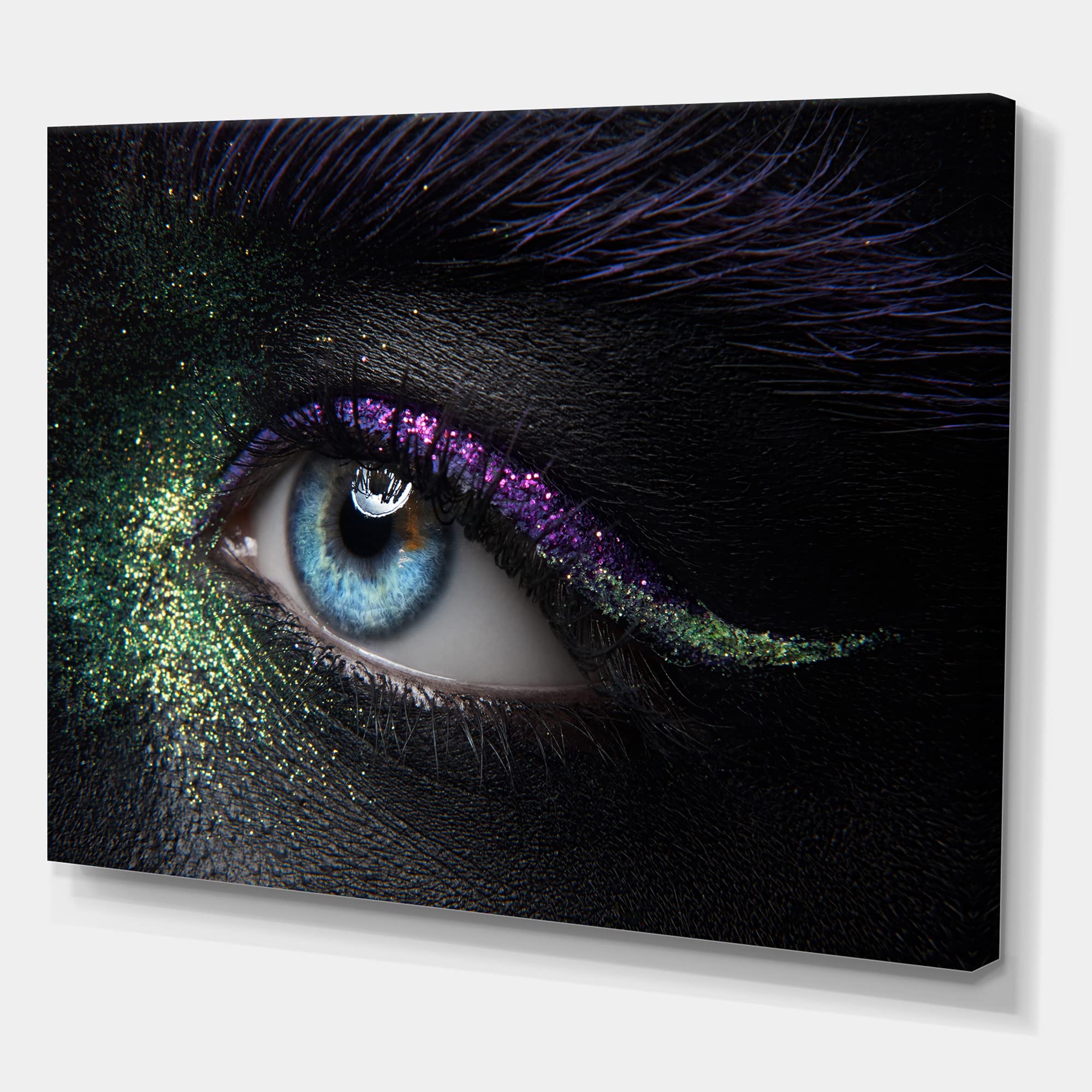 Green & Purple Sparkling Female Eyes Modern Canvas Wall Art - Perfect for Living Room, Bedroom & Office Decor