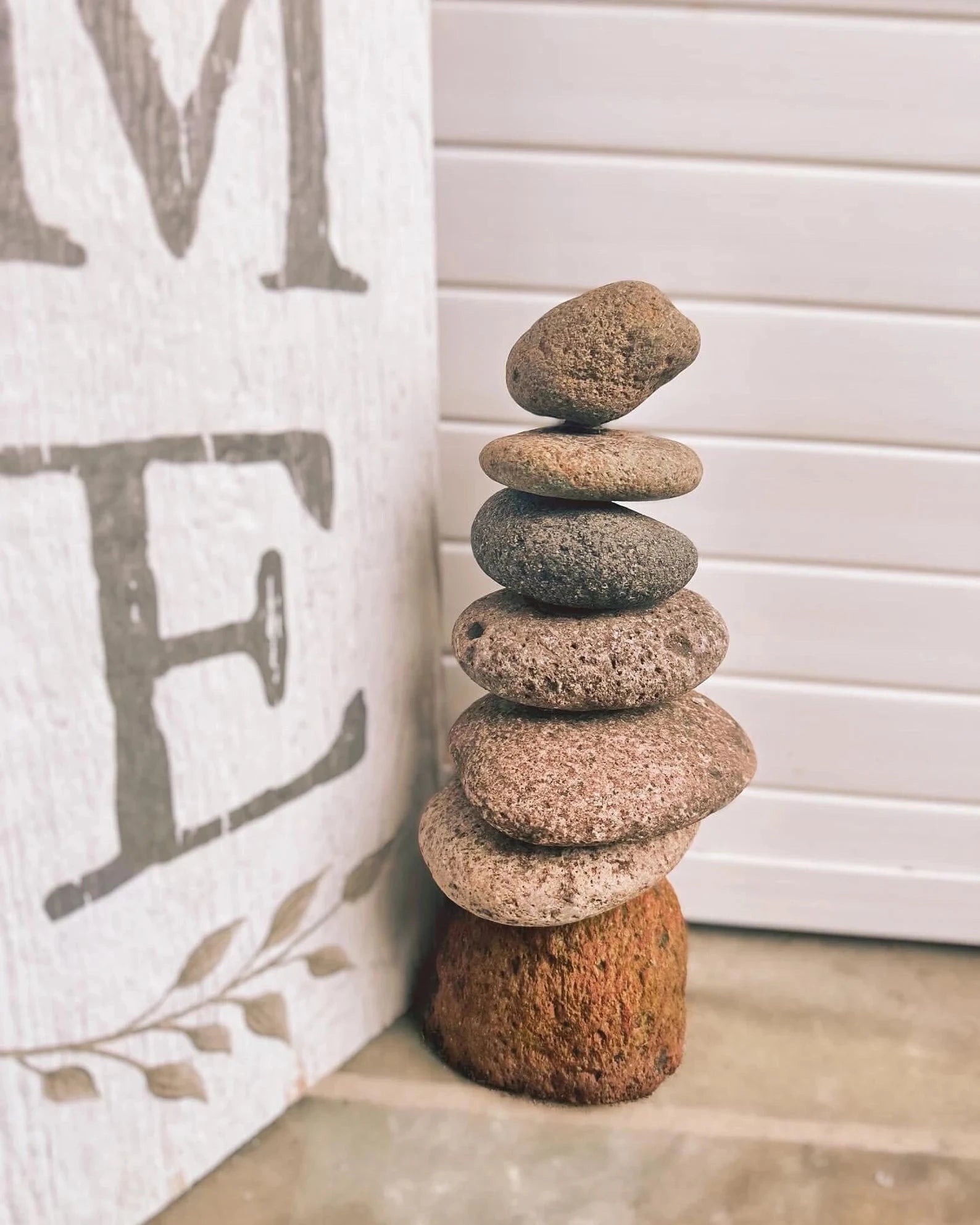 7 Stone Cairn Garden Statue - Zen Outdoor Decor for Meditation Gardens, Patios & Backyards - Natural Stone Stacking Art for Peaceful Landscaping
