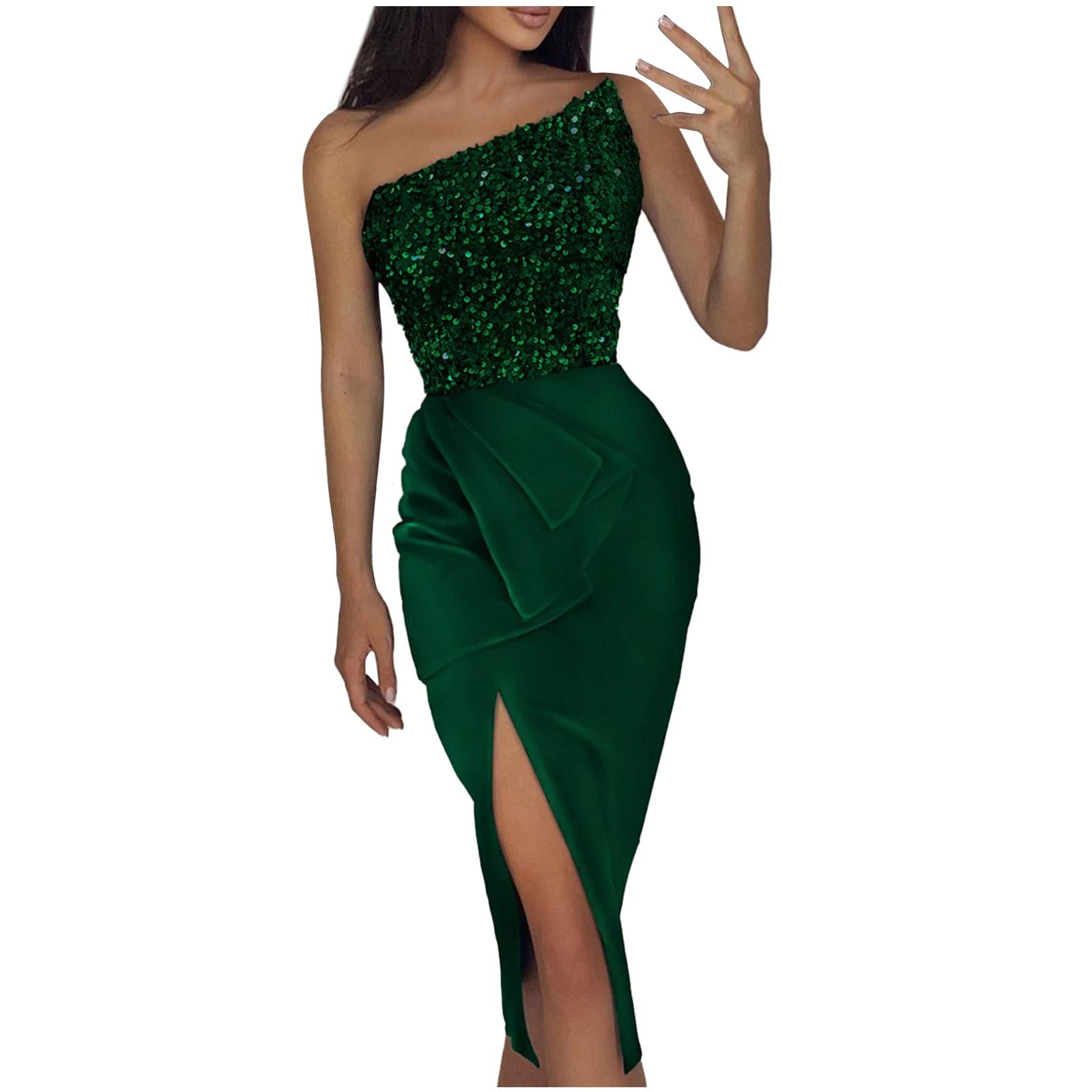 Twoker Women's Sequin Evening Dress - Sleeveless Autumn & Winter Designer Dress for Parties, Prom, and Special Occasions