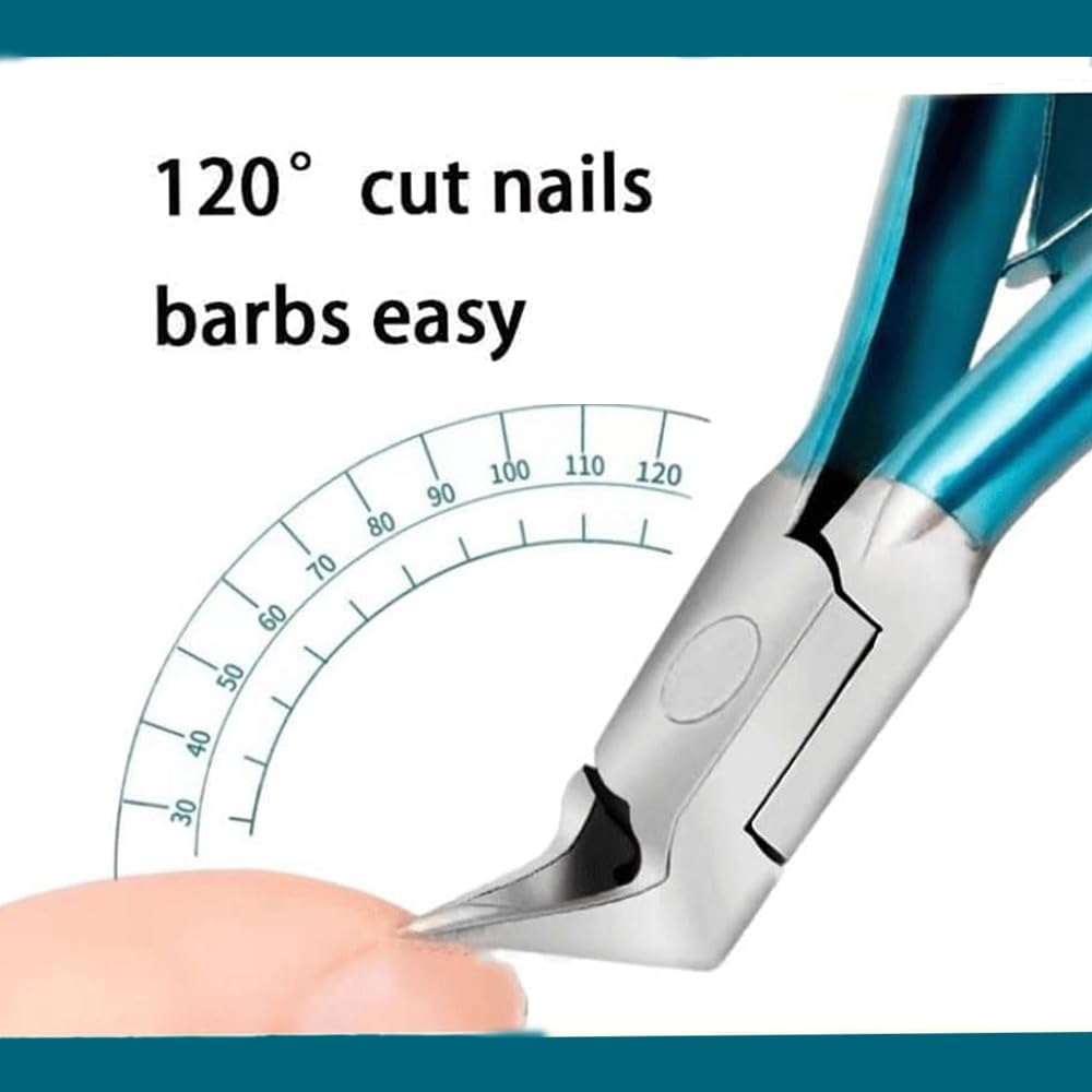 Outfany EasyClip Stainless Steel Long Handle Toenail Clippers - Professional Ingrown & Thick Nail Trimmer for Seniors & Diabetics - Durable Black Toe Nail Cutter for Easy Grip & Precise Cutting (Home, Travel & Pedicure Use)