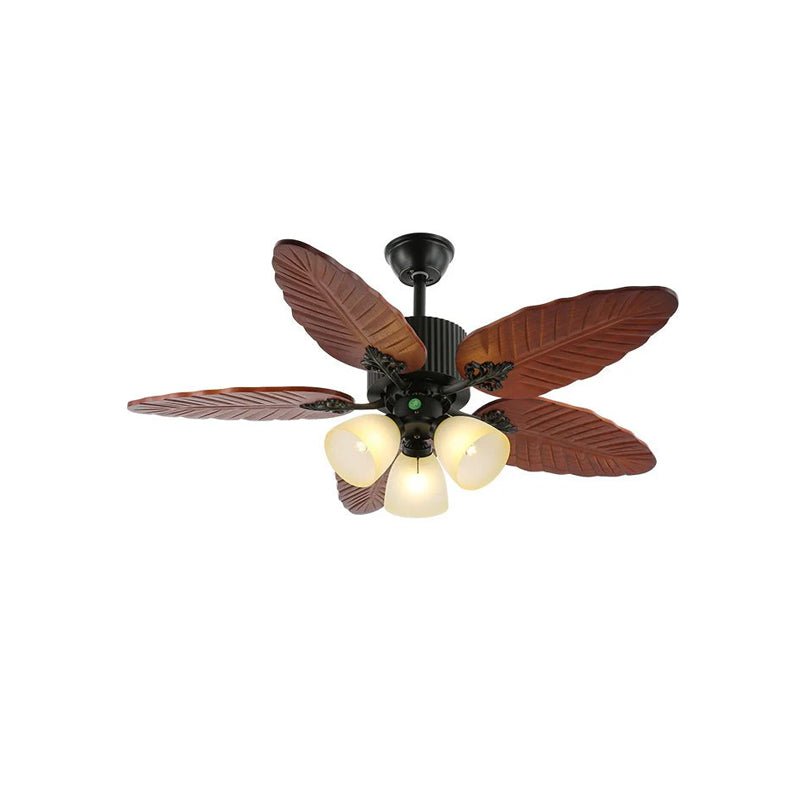 Banana Wood Leaves Ceiling Fan Light with Remote Control - Tropical Style Ceiling Fan for Bedroom, Living Room, and Outdoor Patio - Energy Efficient and Quiet Operation