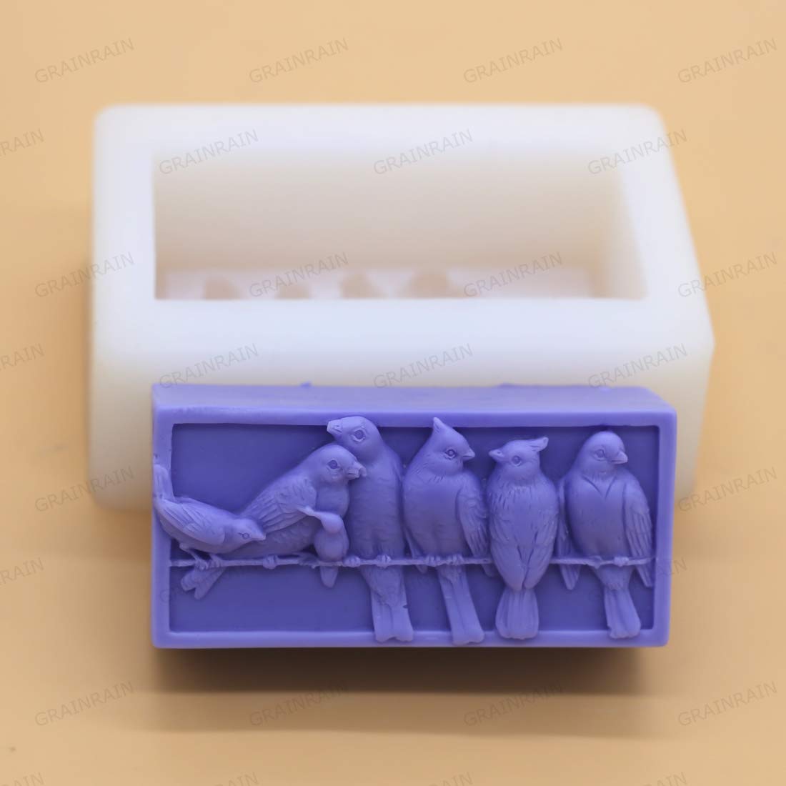 Rectangle Bird Silicone Soap Molds for DIY Soap Making - 6 Cavity Reusable Bar Molds for Handmade Crafts, Bath Bombs & Candle Making - Perfect for Home Spa, Gifts & DIY Projects (11228)