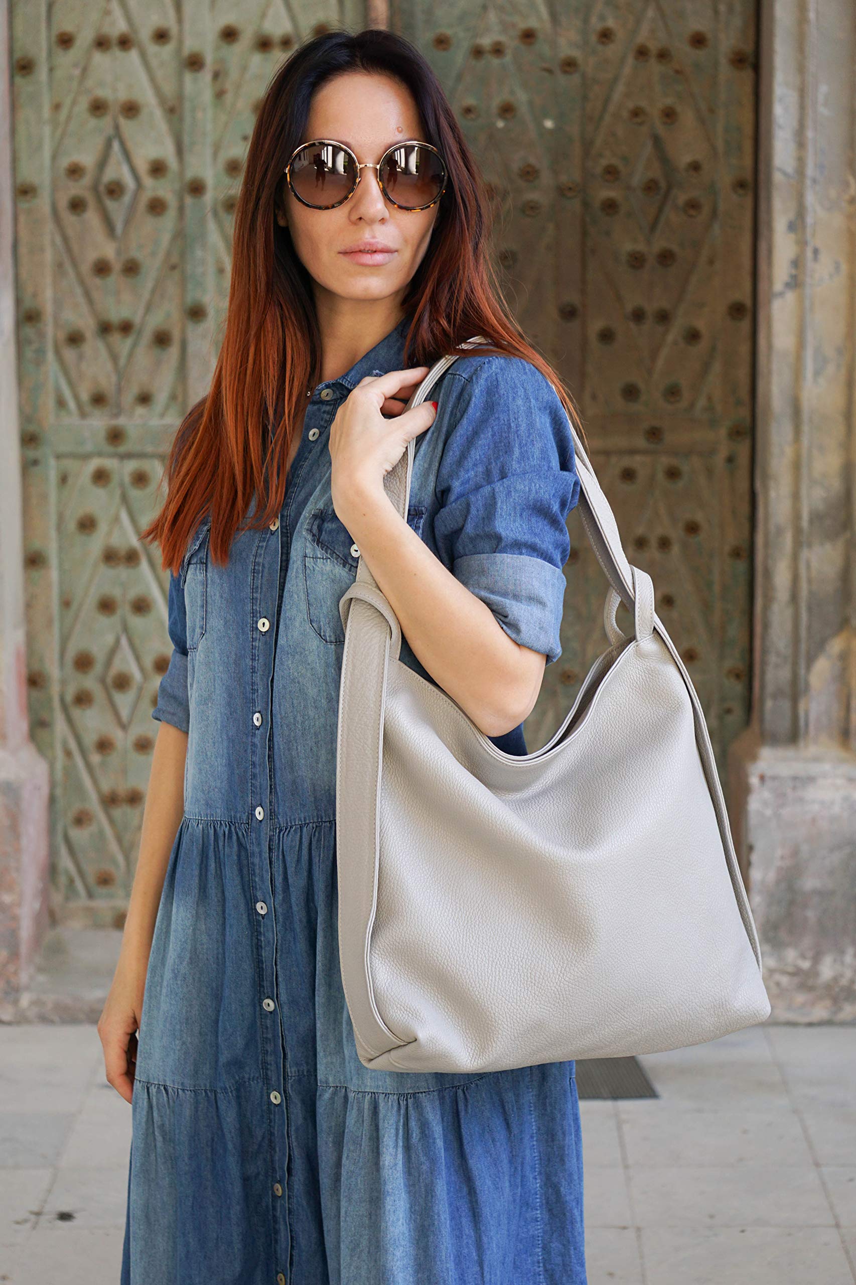 Genuine Leather Women's Backpack Purse - Handmade Convertible Hobo Shoulder Bag for Work, Travel & Daily Use | Stylish & Durable Leather Tote