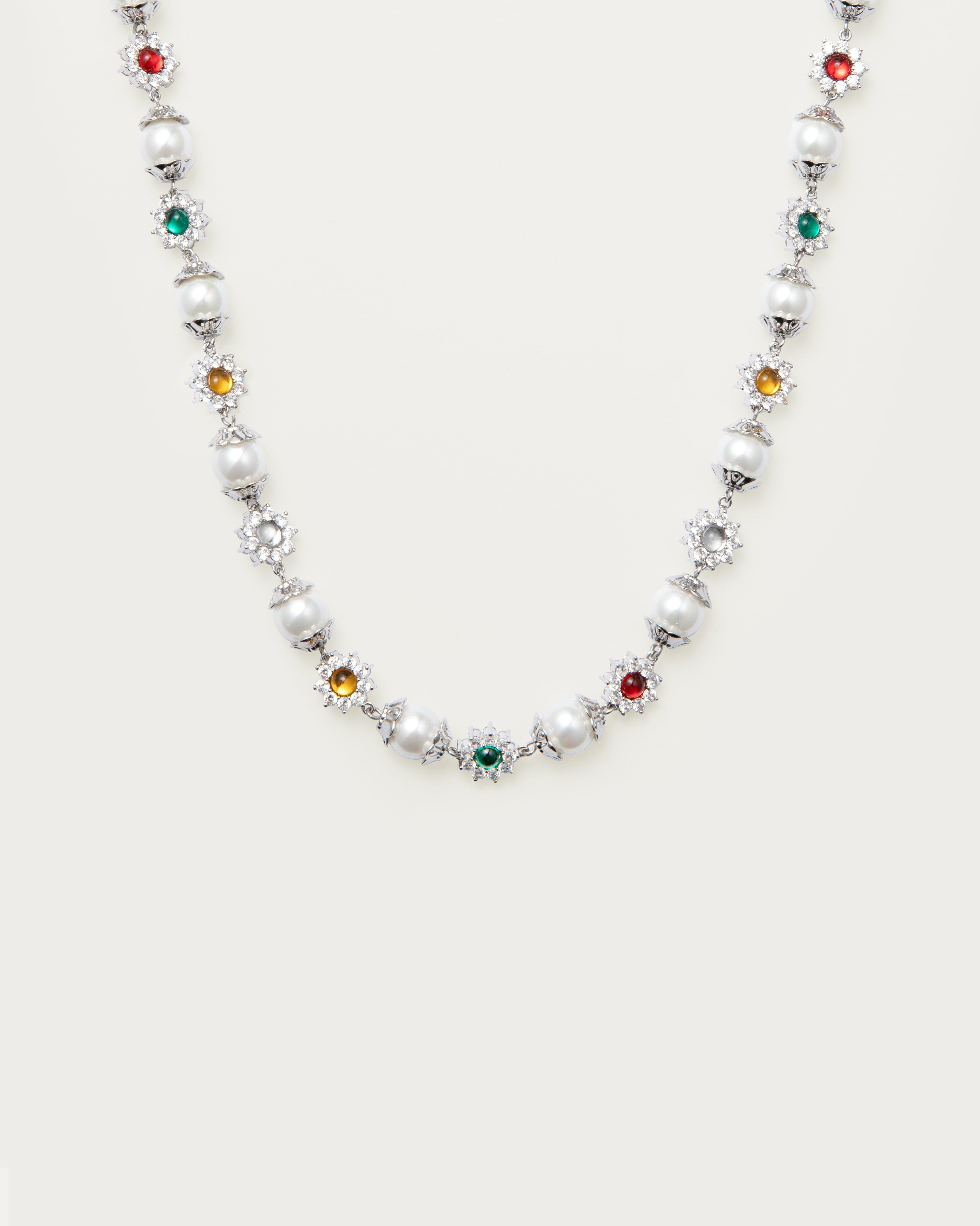 Elegant Silver Daisy Pearl Necklace for Women - Perfect for Weddings, Parties & Everyday Wear