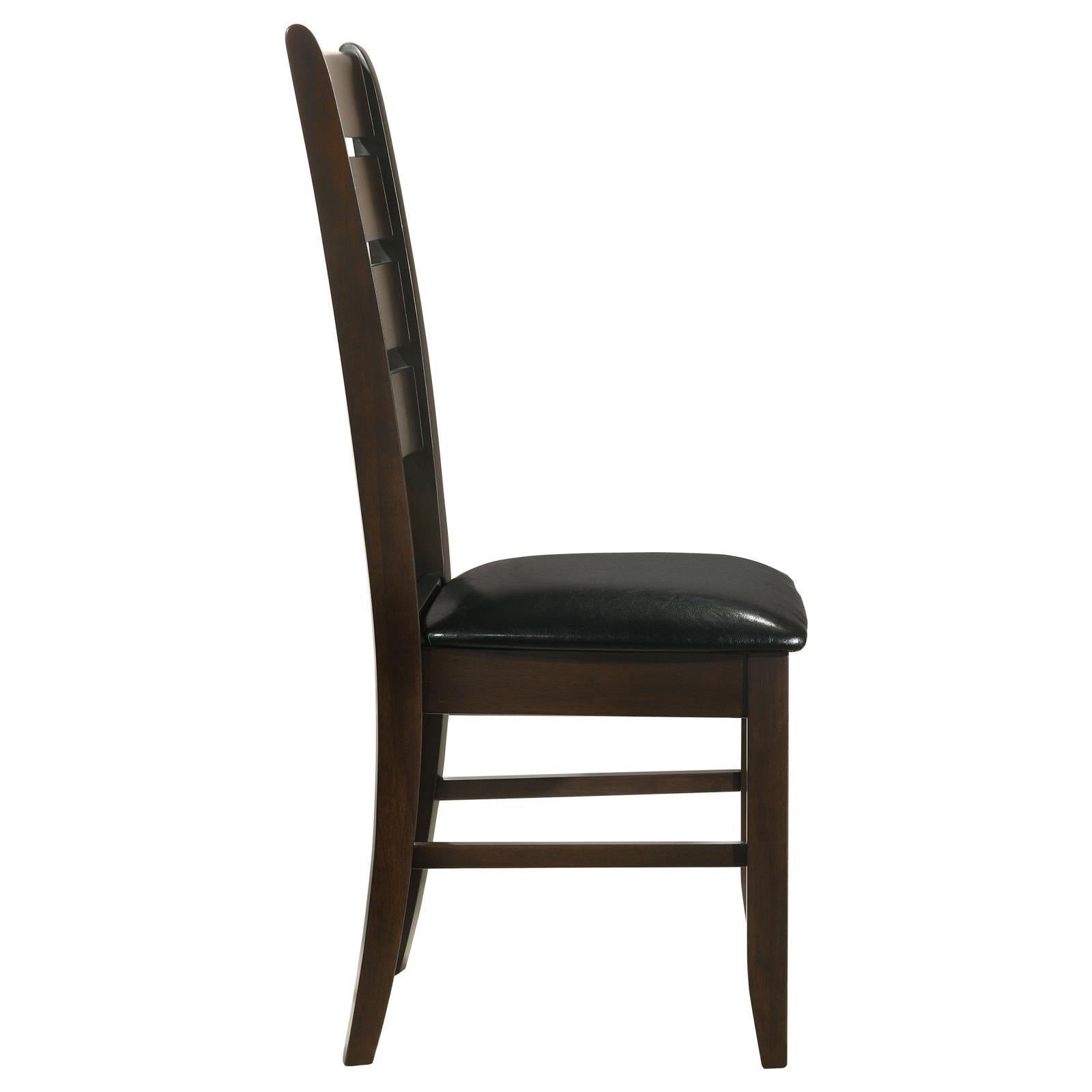 2-Pack Black Padded Side Chairs with Cappuccino Upholstery - Modern Dining Chairs for Kitchen, Breakfast Nook, or Small Space Decor