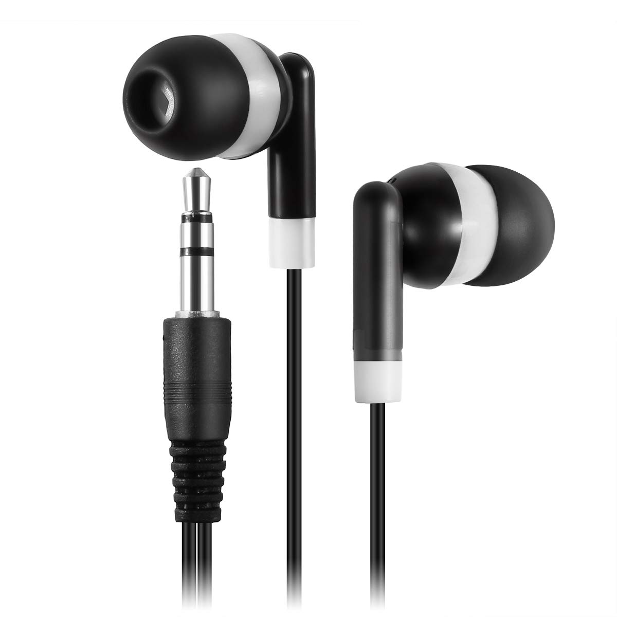 Bulk Disposable Earbuds Headphones 100 Pack - Individually Wrapped White Earphones KWA-08-W for School, Classroom, Students - Perfect for Education, Travel, Gym & Events