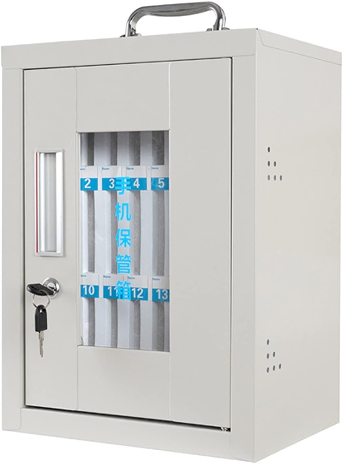 Wall-Mounted Phone Locker - Aluminum Alloy Storage Cabinet with 24-Bit Lock for Schools & Offices
