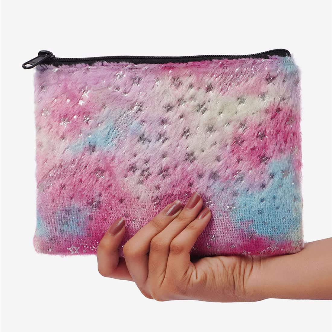 Crazyify Faux Fur Makeup Pouch - Travel Cosmetic Bag, Toiletry Organizer & Utility Pouch for Women | Perfect for Travel, Gym, and Everyday Use