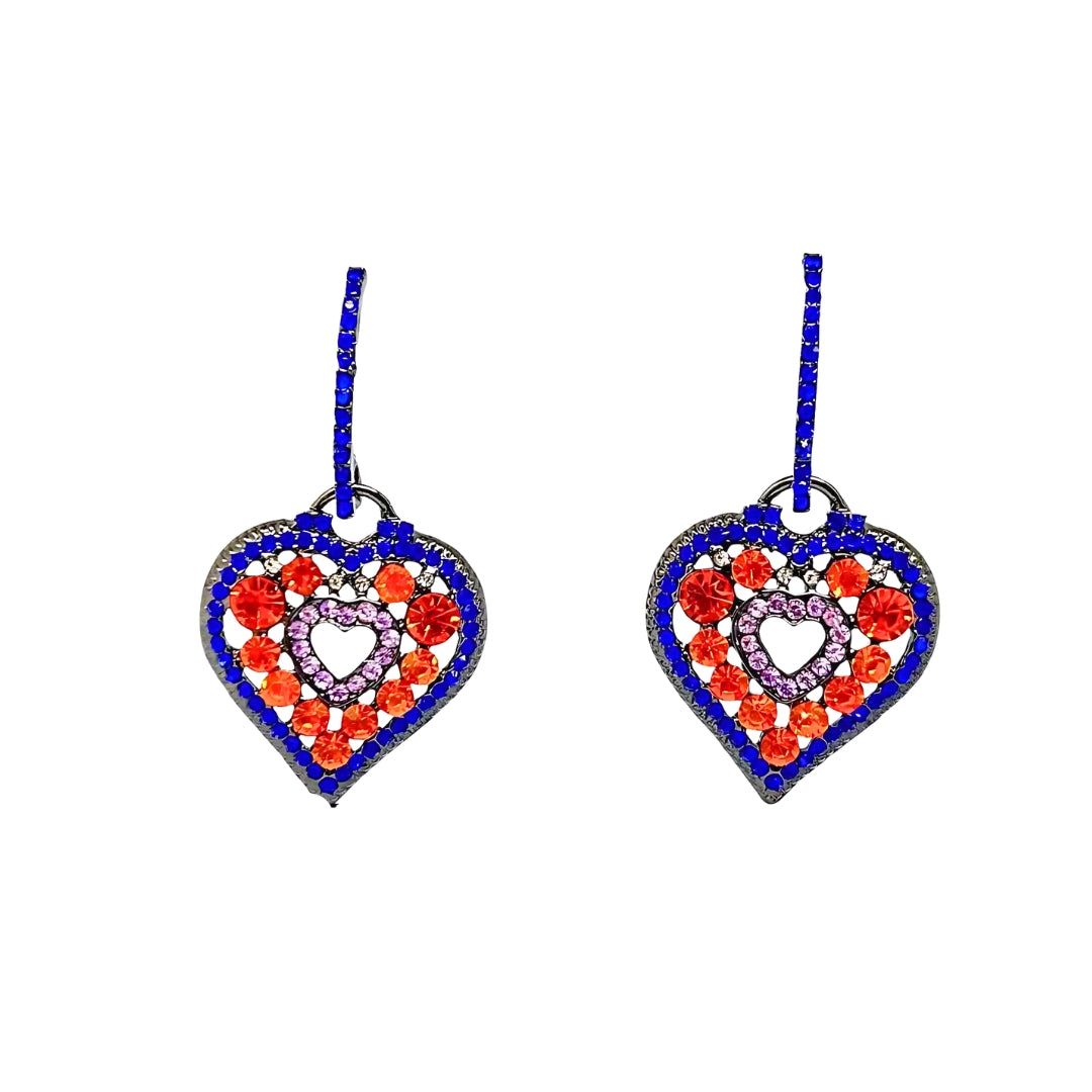 Bohemian Heart Beaded Drop Earrings for Women | Colorful Handmade Dangle Earrings | HE7561 | Perfect for Festivals, Weddings & Boho Fashion Accessories