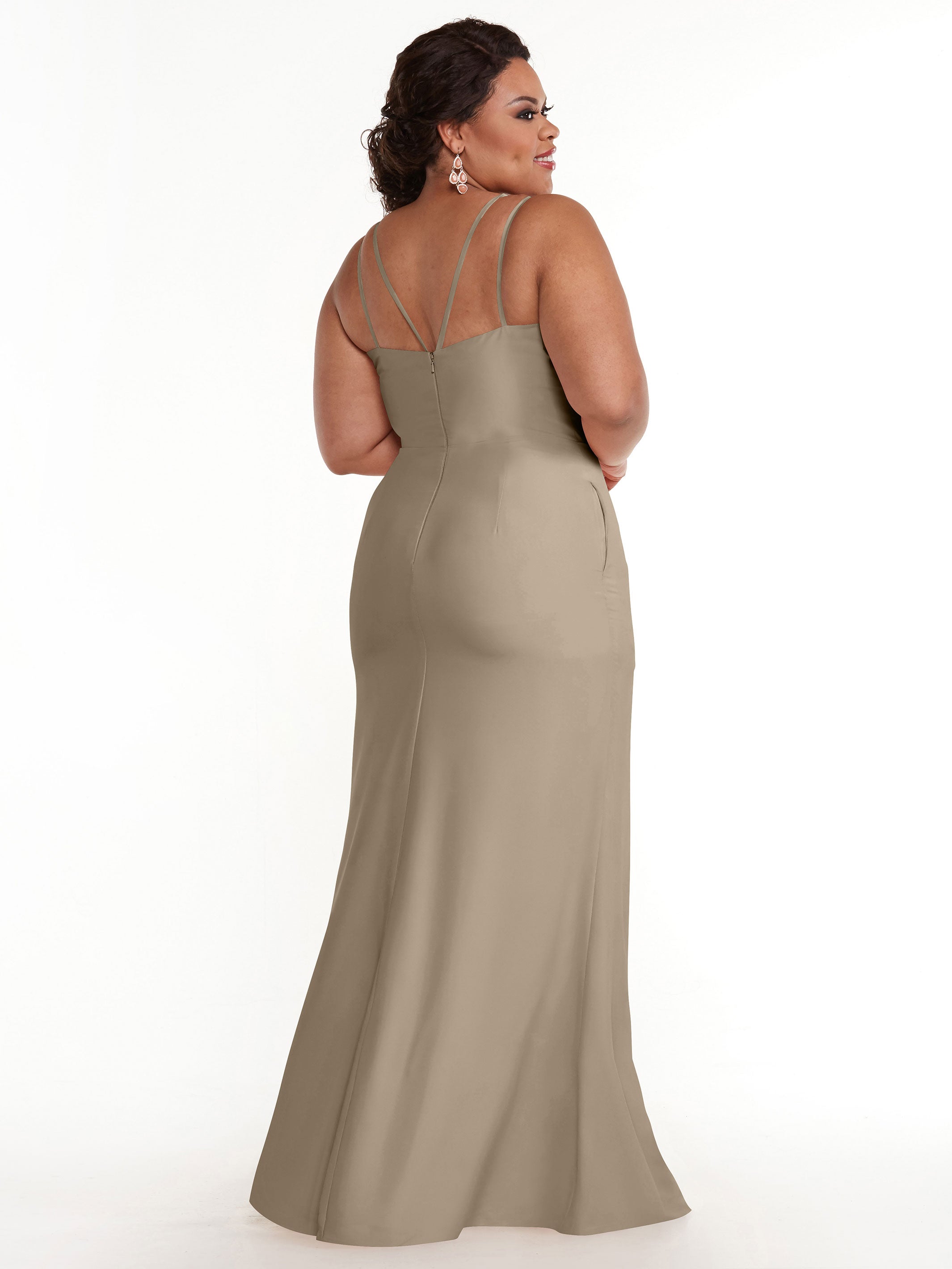 Elegant 83030 Sheath Stretch Chiffon Bridesmaid Dress with Bateau Neckline & Thigh Slit - Perfect for Weddings, Formal Events & Evening Parties