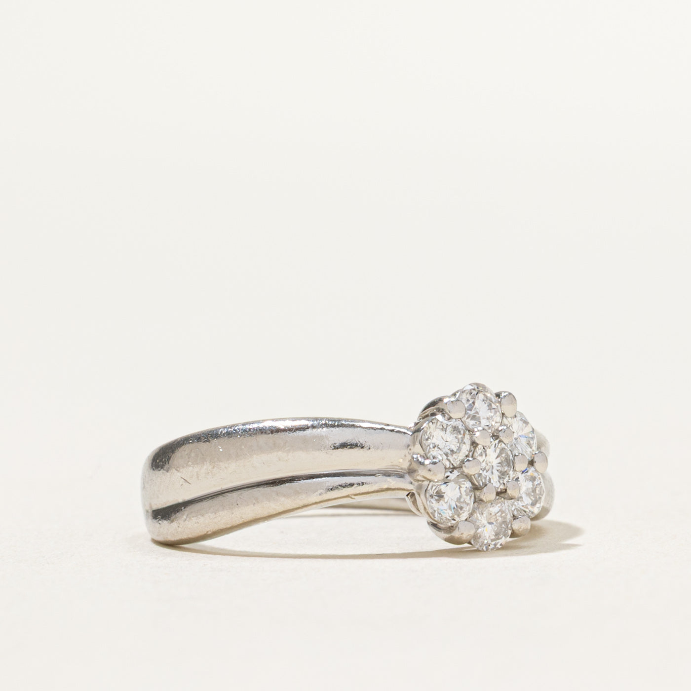 0.50ctw Diamond Cluster Grooved Ring - Size 5.5 | Elegant Wedding Band, Anniversary Gift, or Everyday Luxury Jewelry for Women