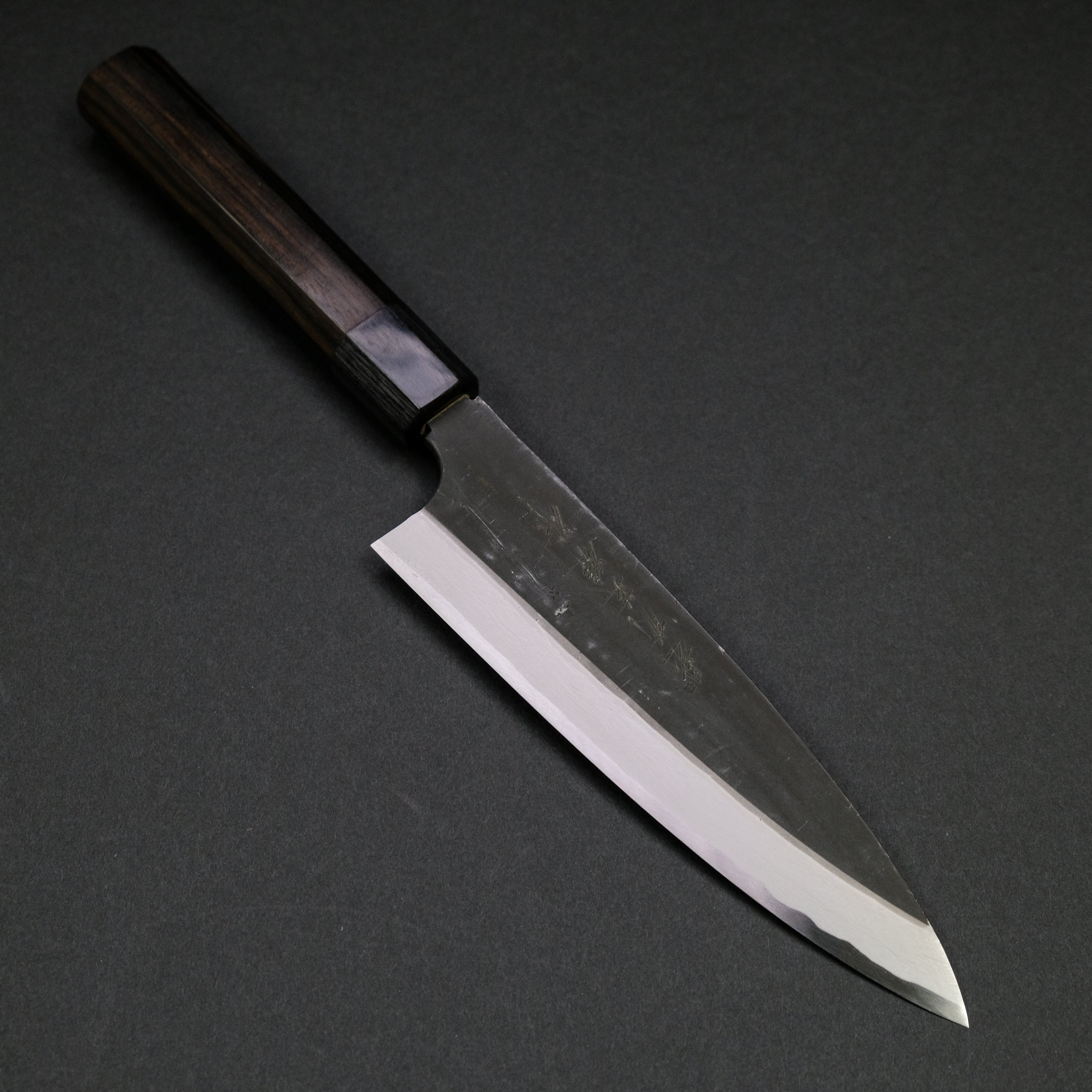 Premium Kitaoka Blue #2 Kurouchi Funayuki 180mm Japanese Kitchen Knife with Ebony Handle - Perfect for Sushi, Sashimi & Meat Cutting - Professional Chef & Home Cooking Essential