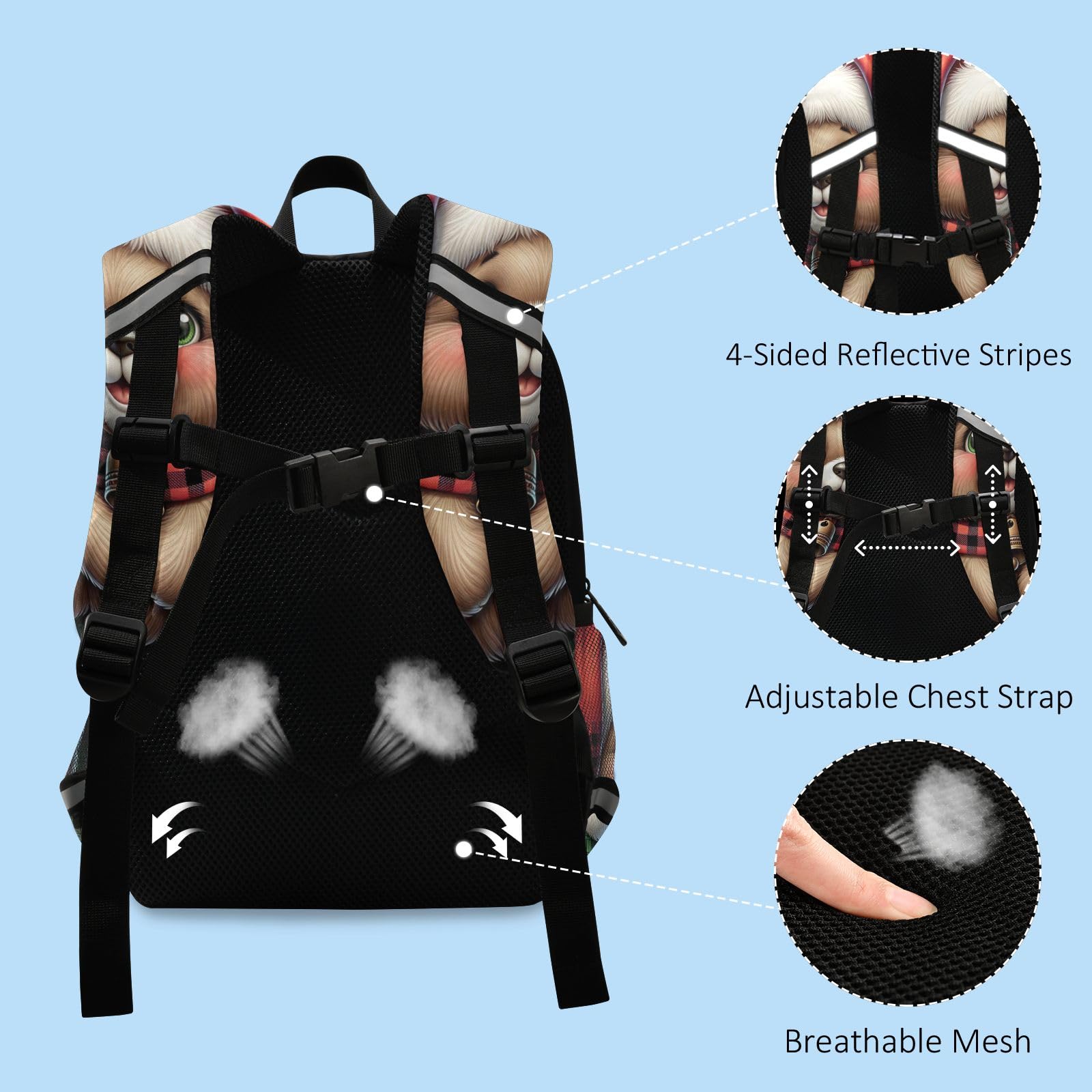 **ODAWA Cute Llamas with Santa Hat Toddler Backpack - Kids Backpack with Leash for Boys & Girls - Perfect for School, Travel, and Daycare**